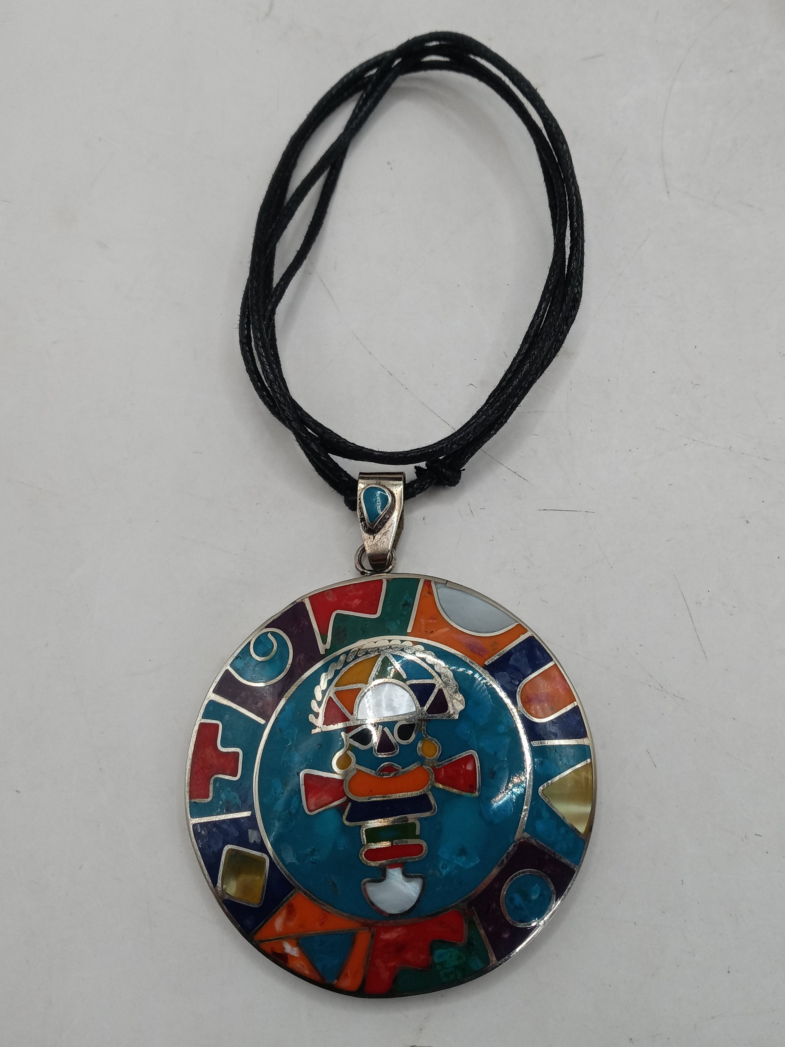 Unisex Adjustable Alpaca Necklace with Inlaid Natural Stone
