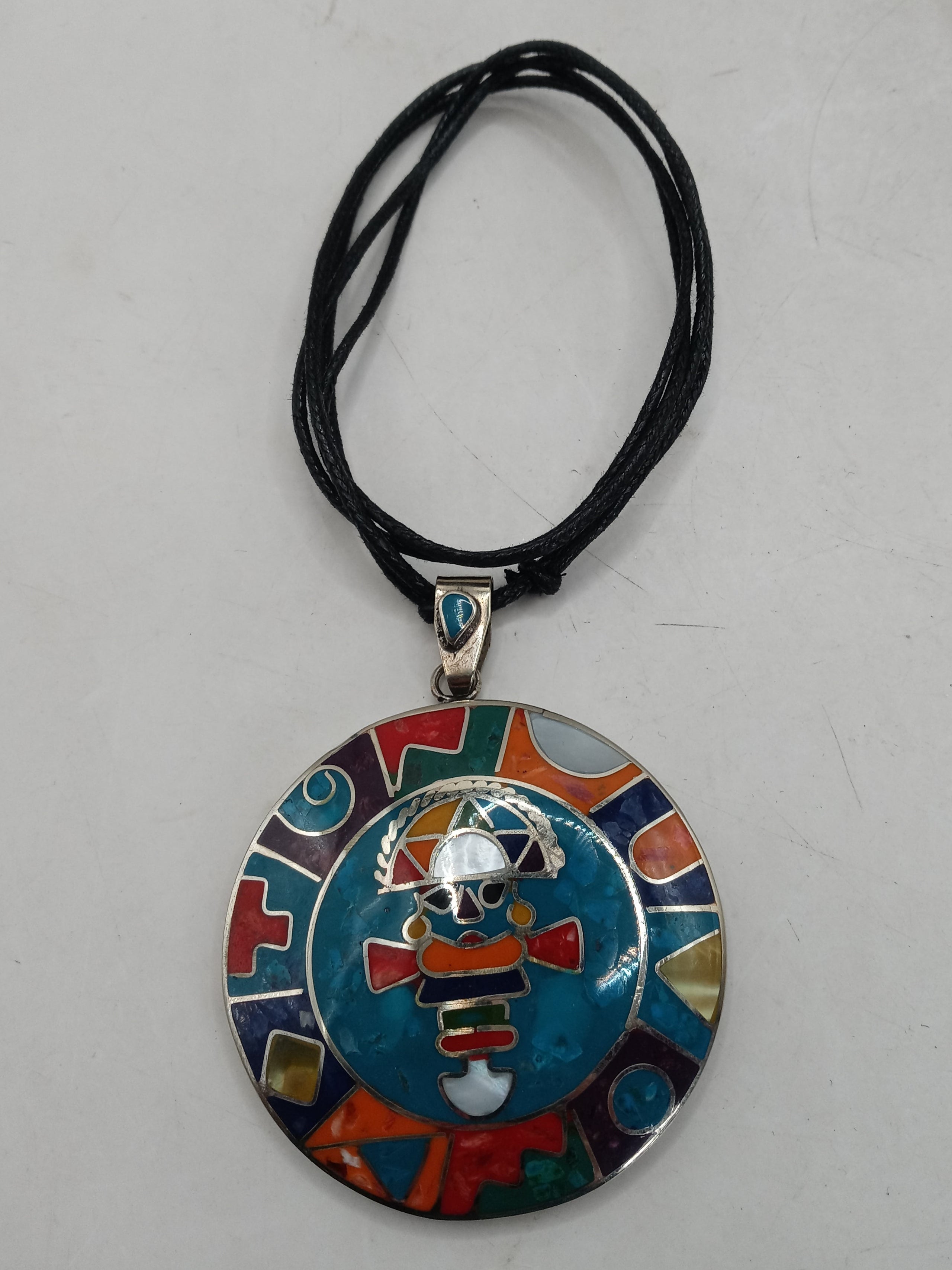 Unisex Adjustable Alpaca Necklace with Inlaid Natural Stone