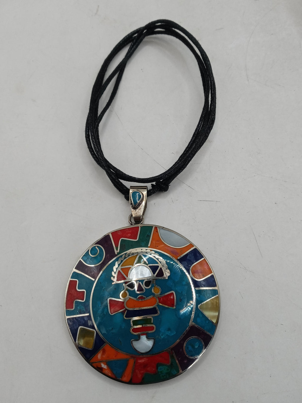 Unisex Adjustable Alpaca Necklace with Inlaid Natural Stone