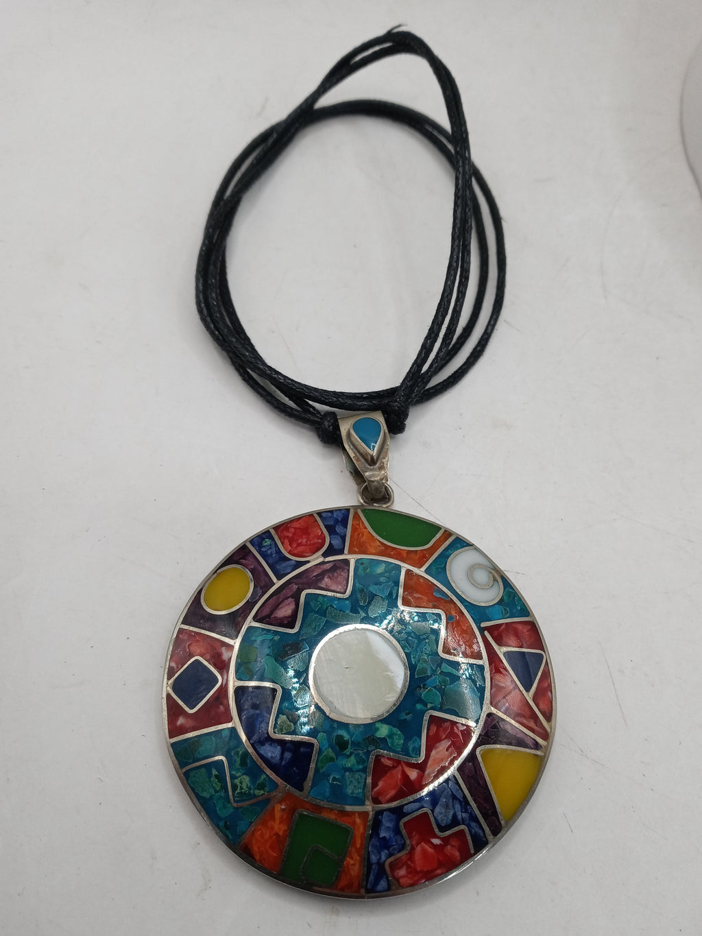 Unisex Adjustable Alpaca Necklace with Inlaid Stone