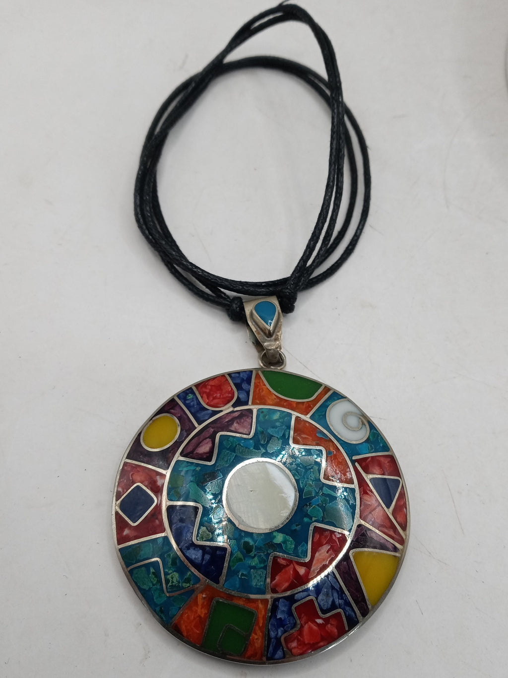 Unisex Adjustable Alpaca Necklace with Inlaid Stone