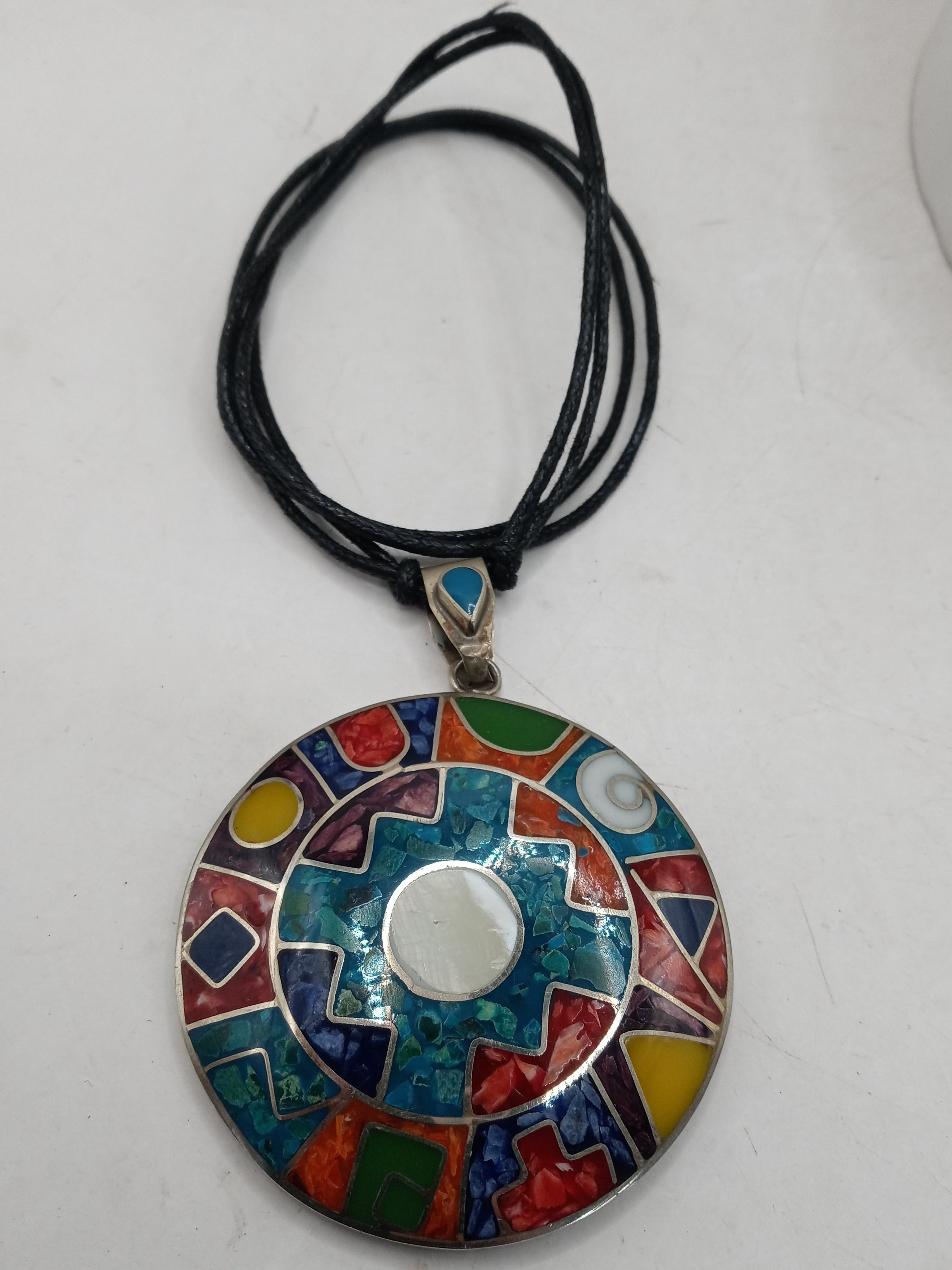 Unisex Adjustable Alpaca Necklace with Inlaid Stone