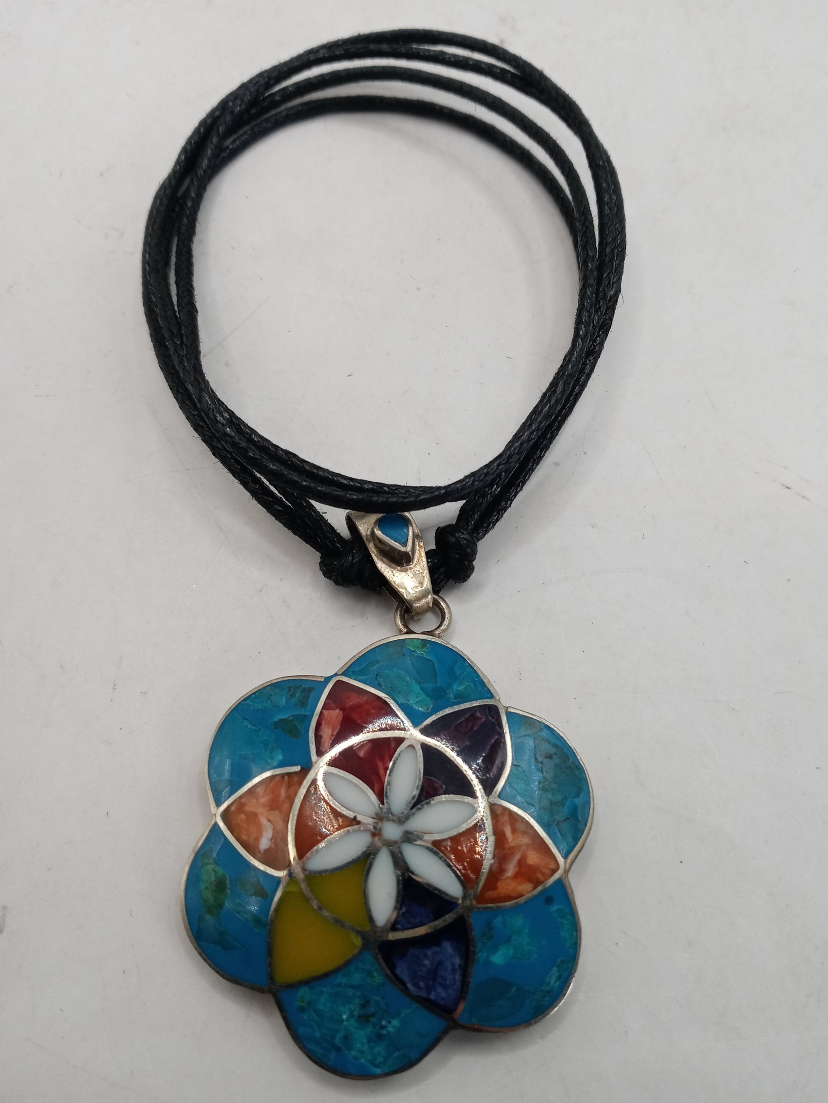 Peruvian Alpaca Natural Stone Pachamama Flower Necklace