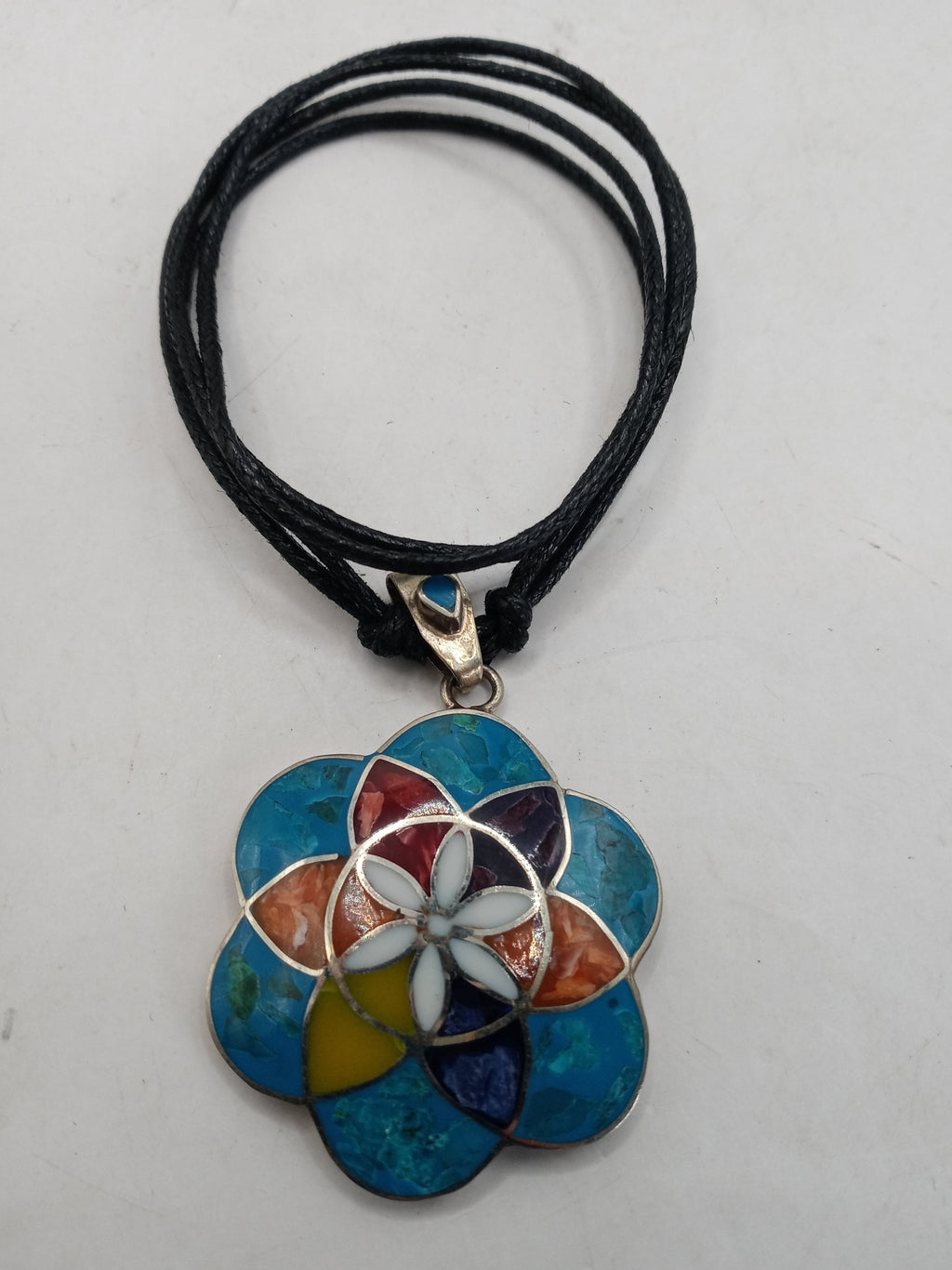 Peruvian Alpaca Natural Stone Pachamama Flower Necklace