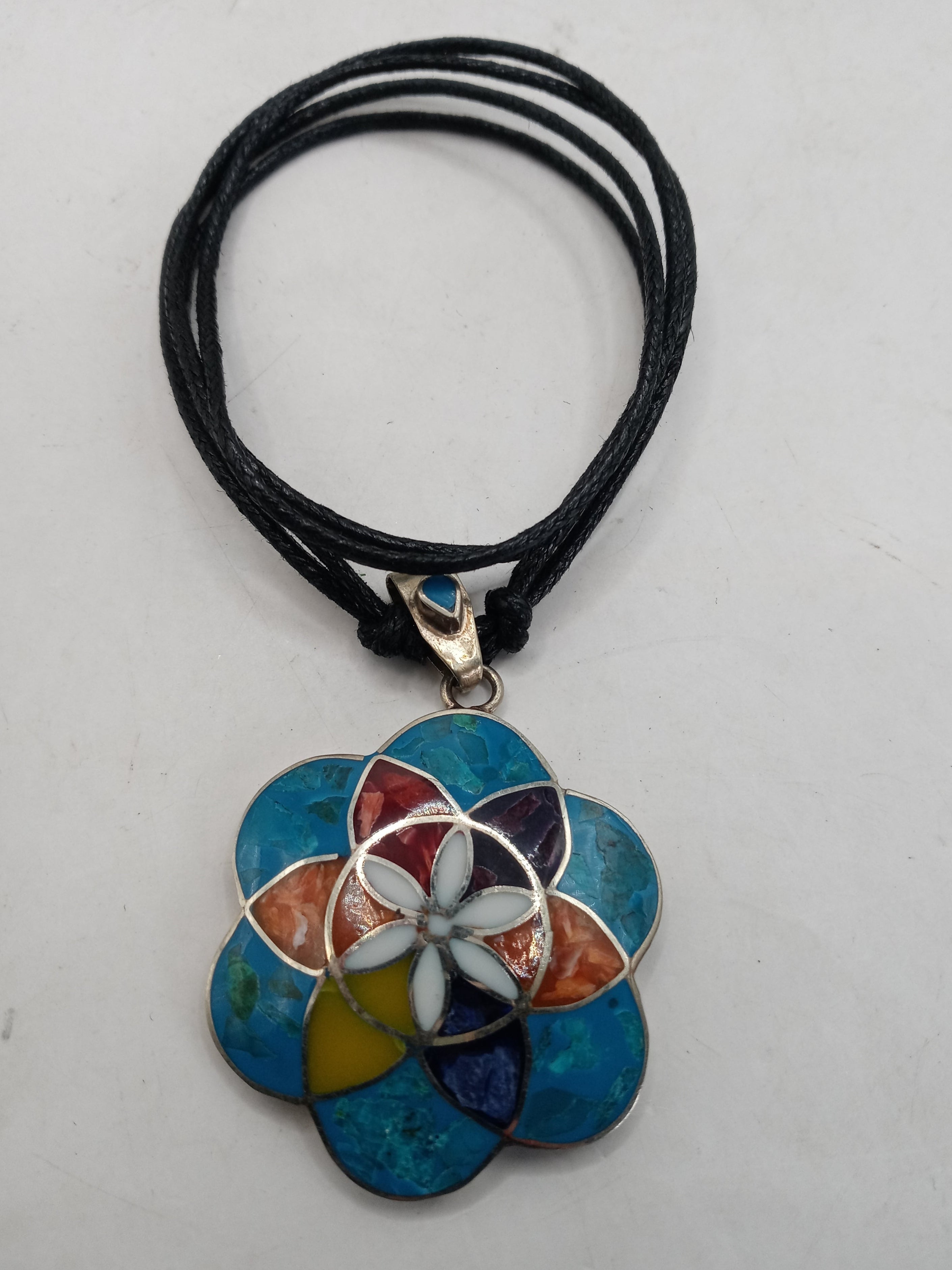 Peruvian Alpaca Natural Stone Pachamama Flower Necklace