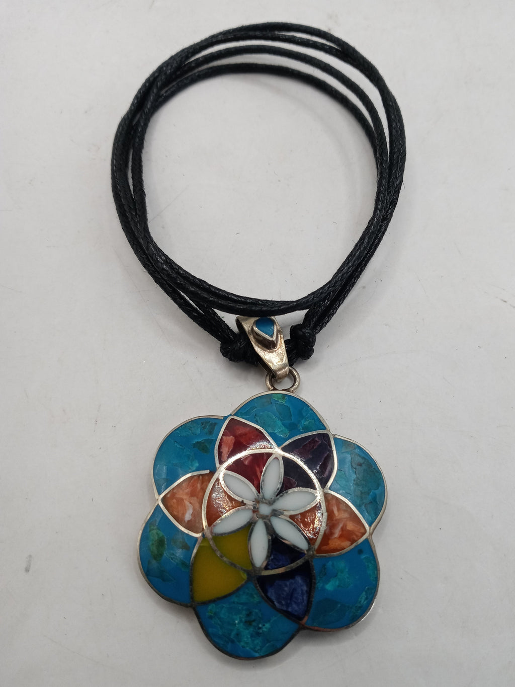 Peruvian Alpaca Natural Stone Pachamama Flower Necklace