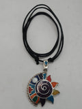 Unisex Alpaca Necklace with Sun and Moon Inlaid Stone, Inca Wedding