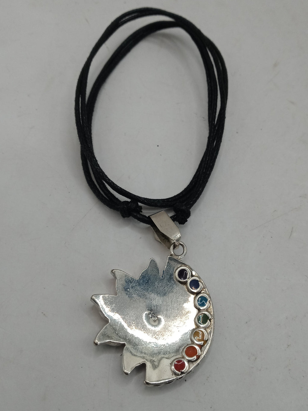 Unisex Alpaca Necklace with Sun and Moon Inlaid Stone, Inca Wedding
