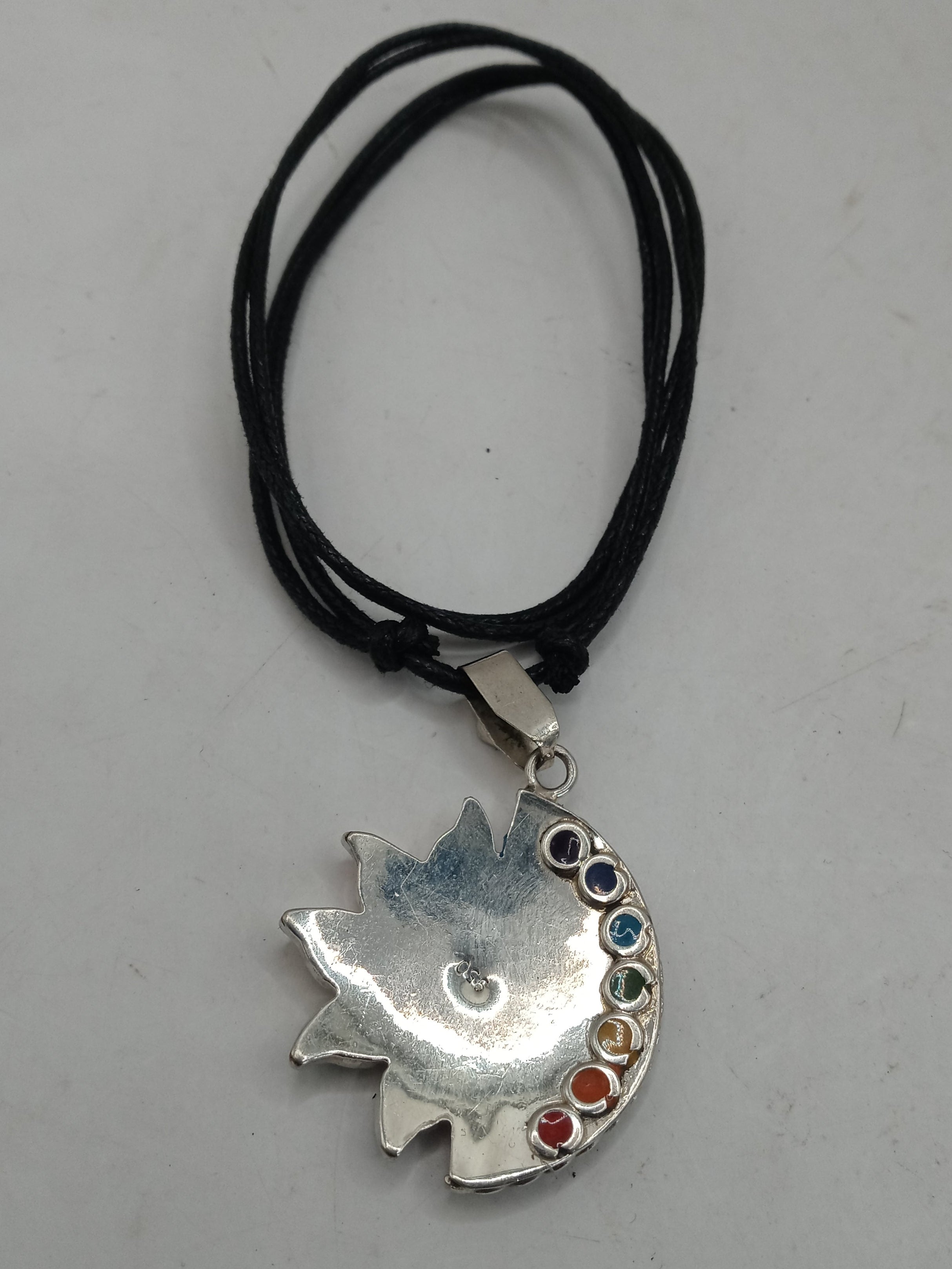 Unisex Alpaca Necklace with Sun and Moon Inlaid Stone, Inca Wedding