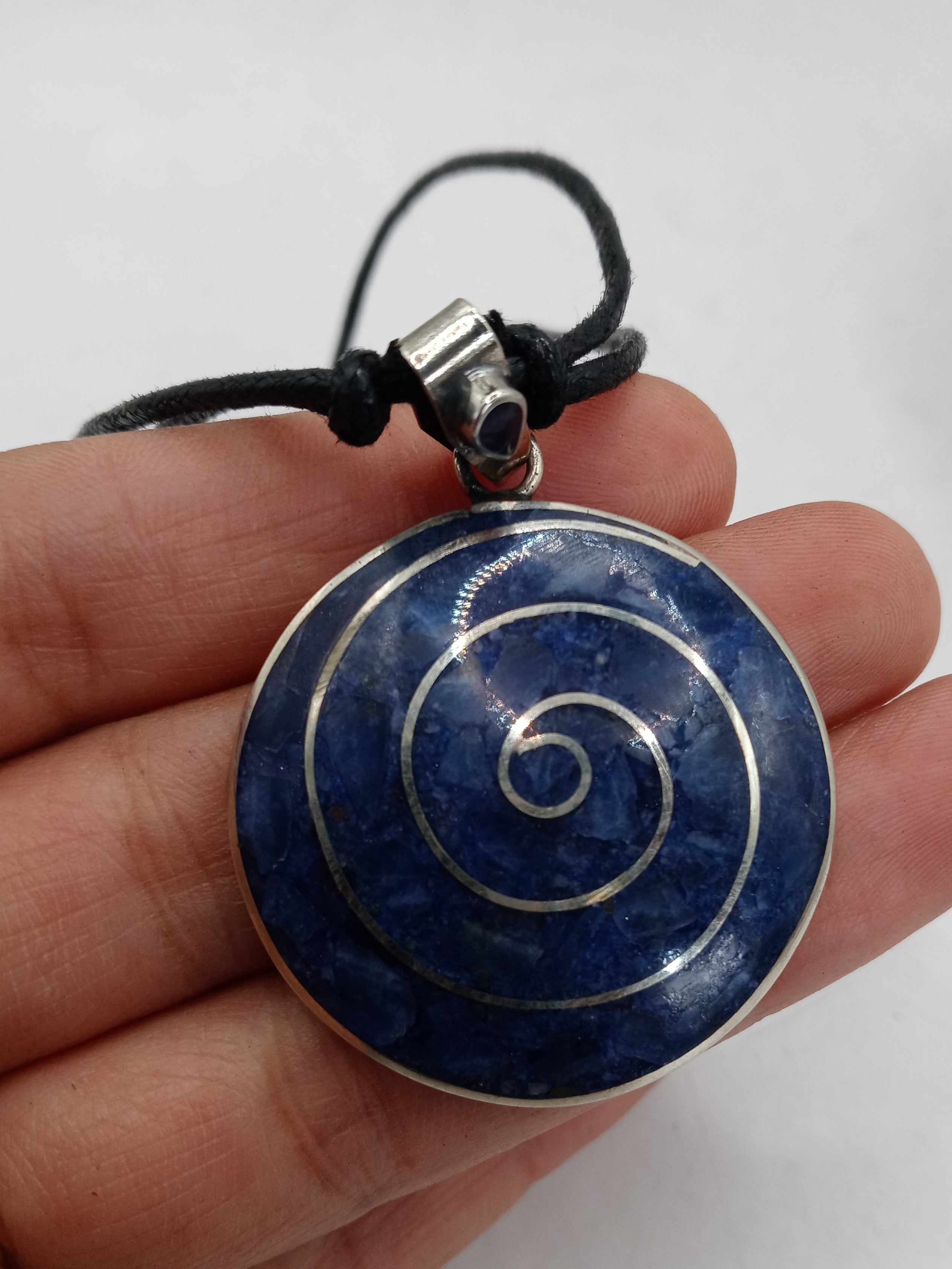 Unisex Adjustable Alpaca Natural Stone Sodalite Necklace