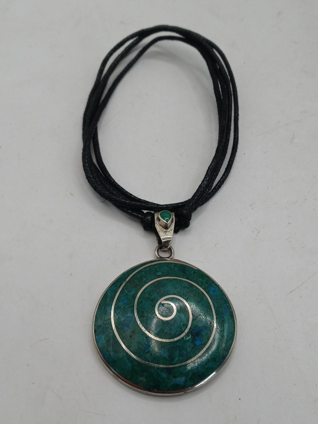 Unisex Handmade Alpaca Natural Stone Serpentine Necklace