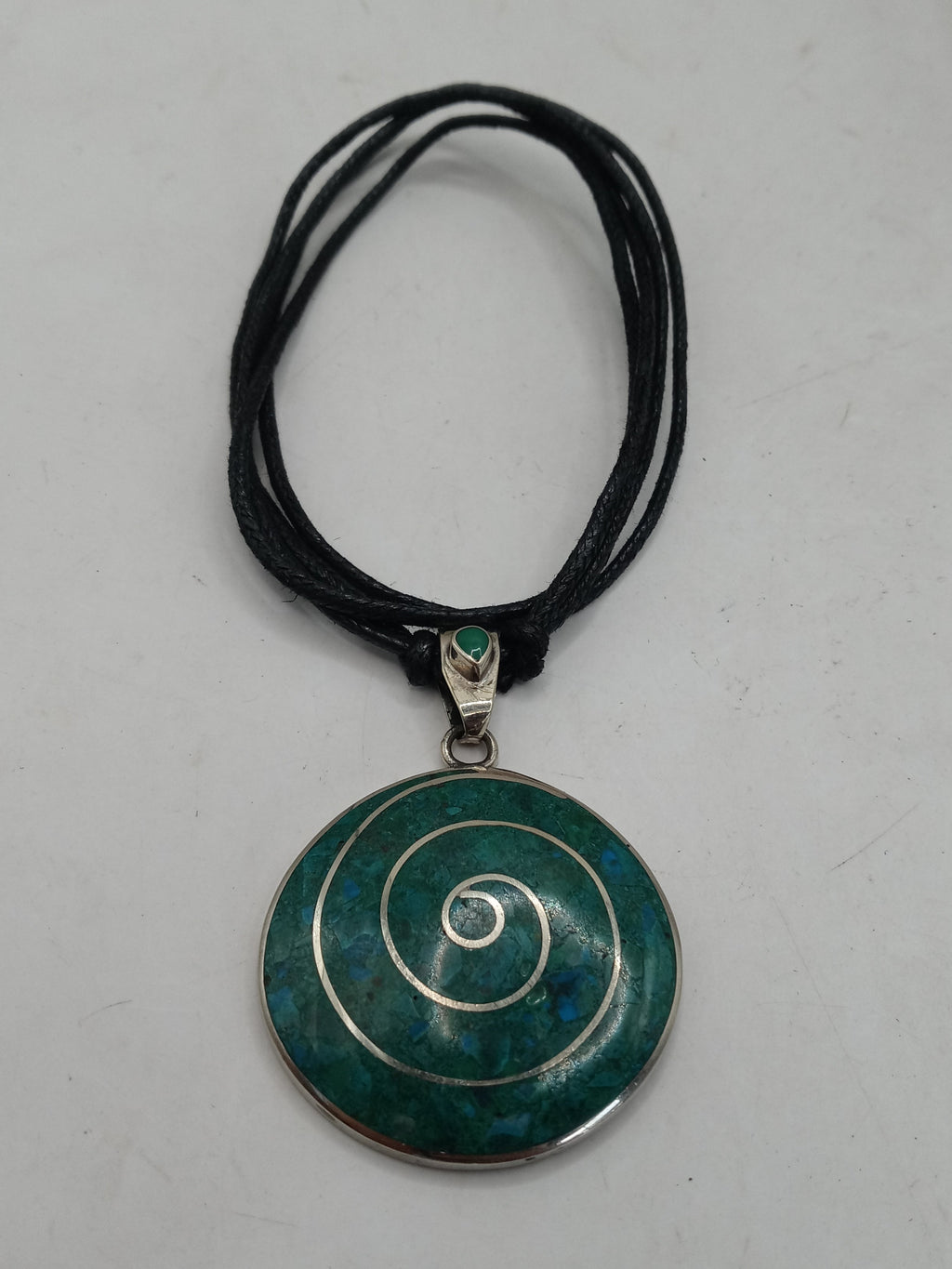 Unisex Handmade Alpaca Natural Stone Serpentine Necklace