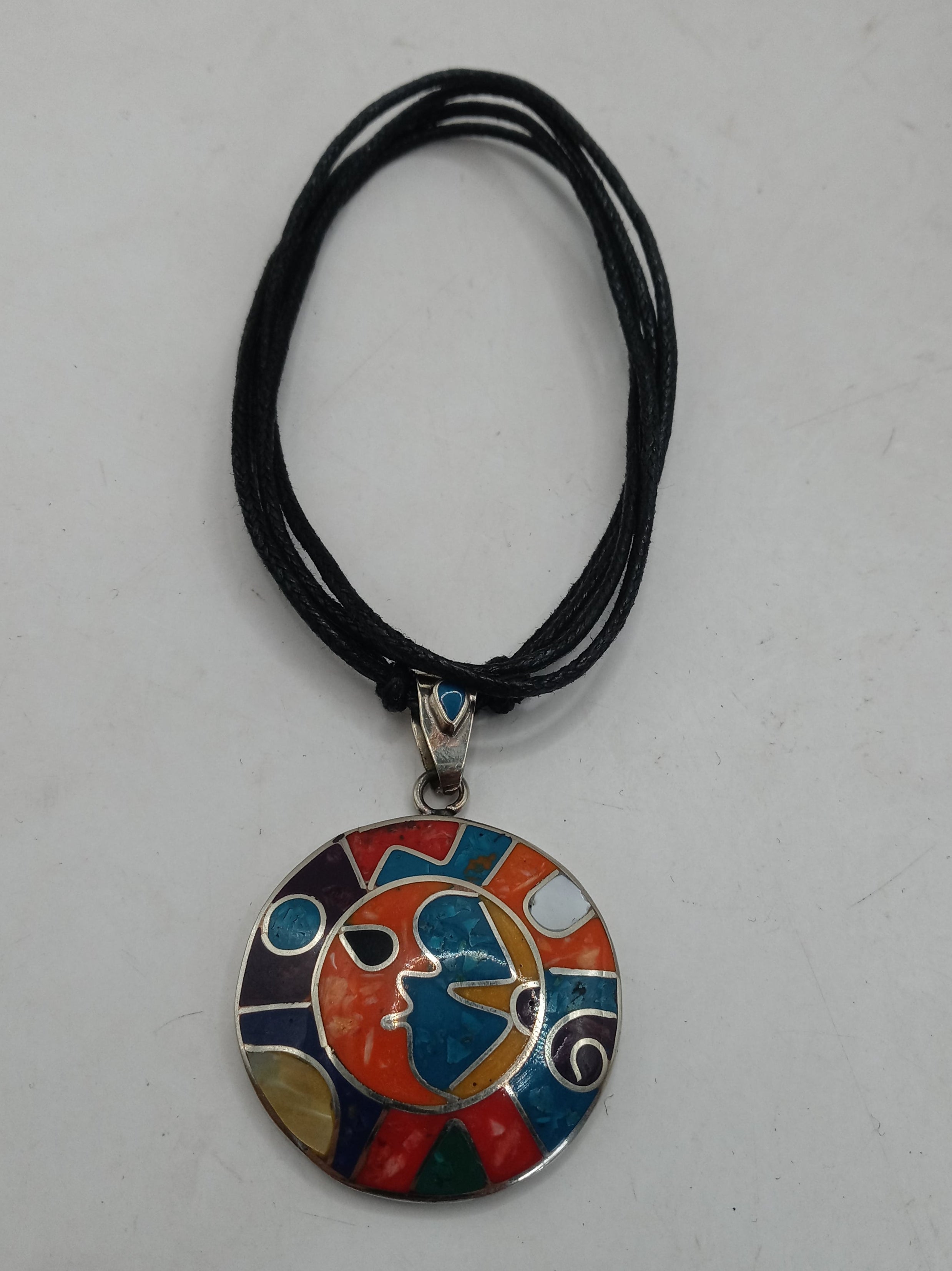 Unisex Adjustable Alpaca Necklace with Inlaid Stone