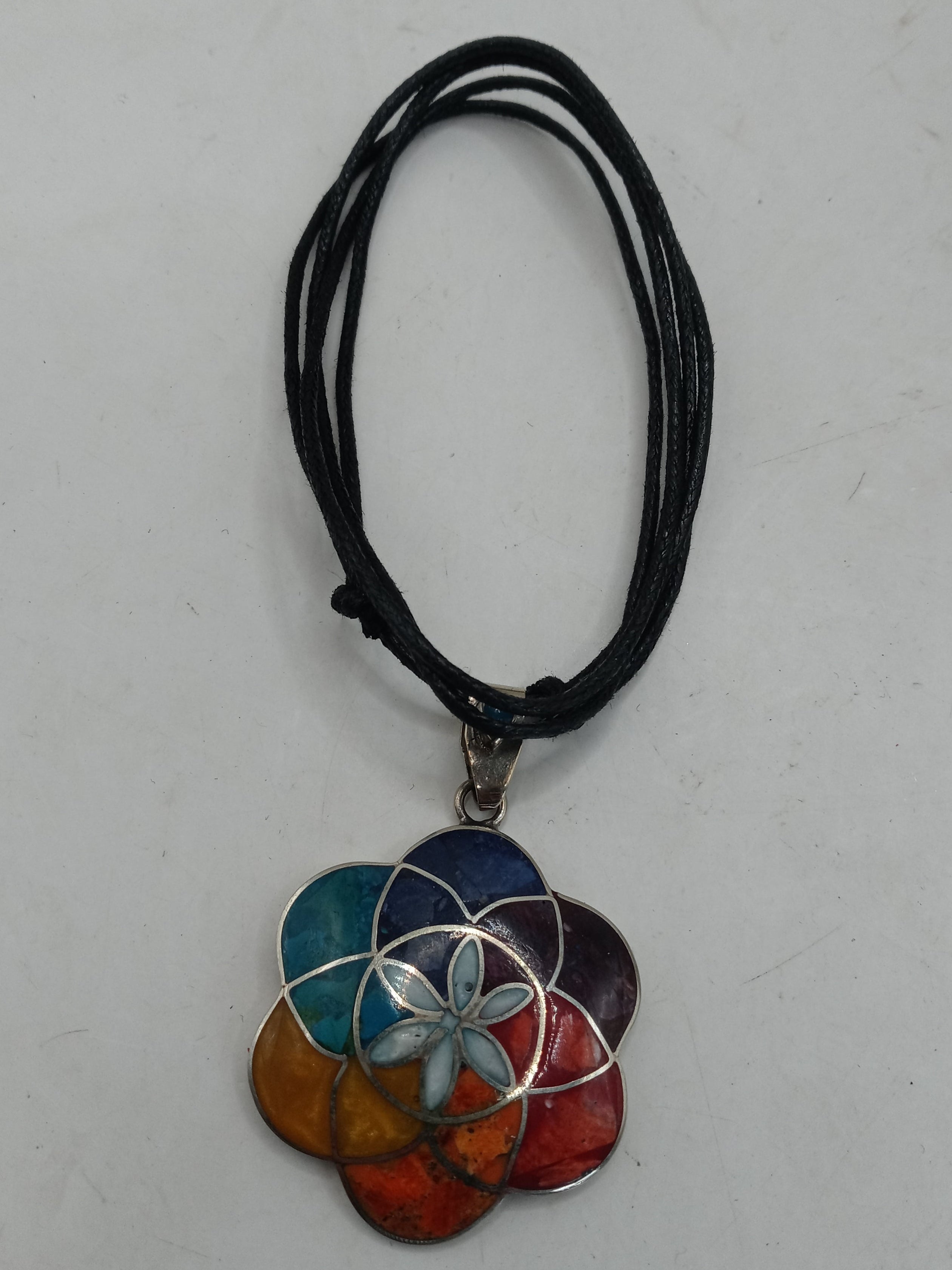 Unisex Handmade Alpaca Flower Pachamama Necklace.