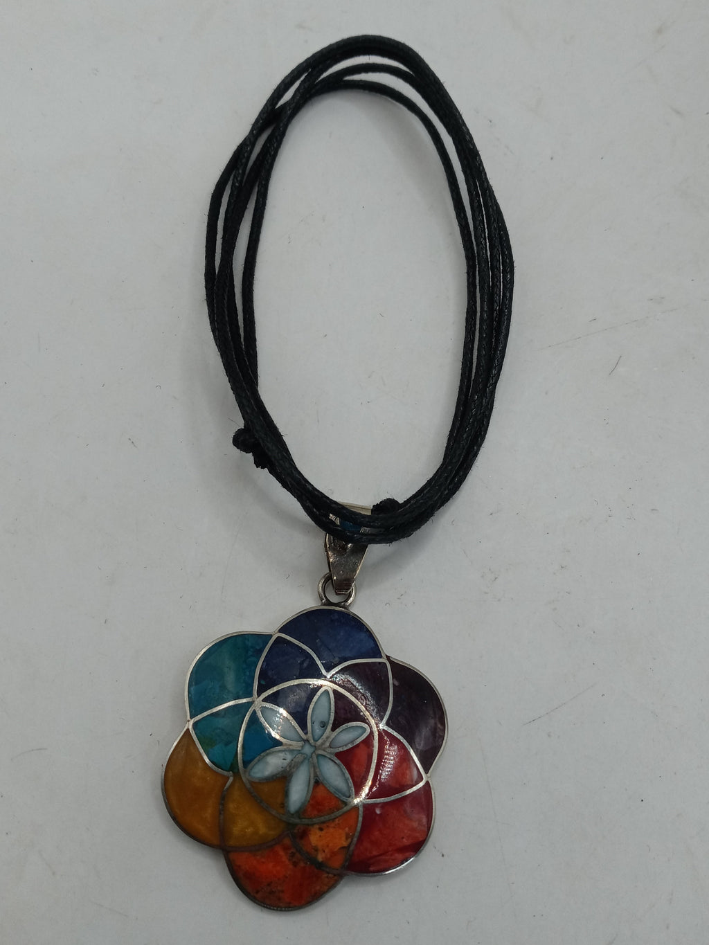 Unisex Handmade Alpaca Flower Pachamama Necklace.