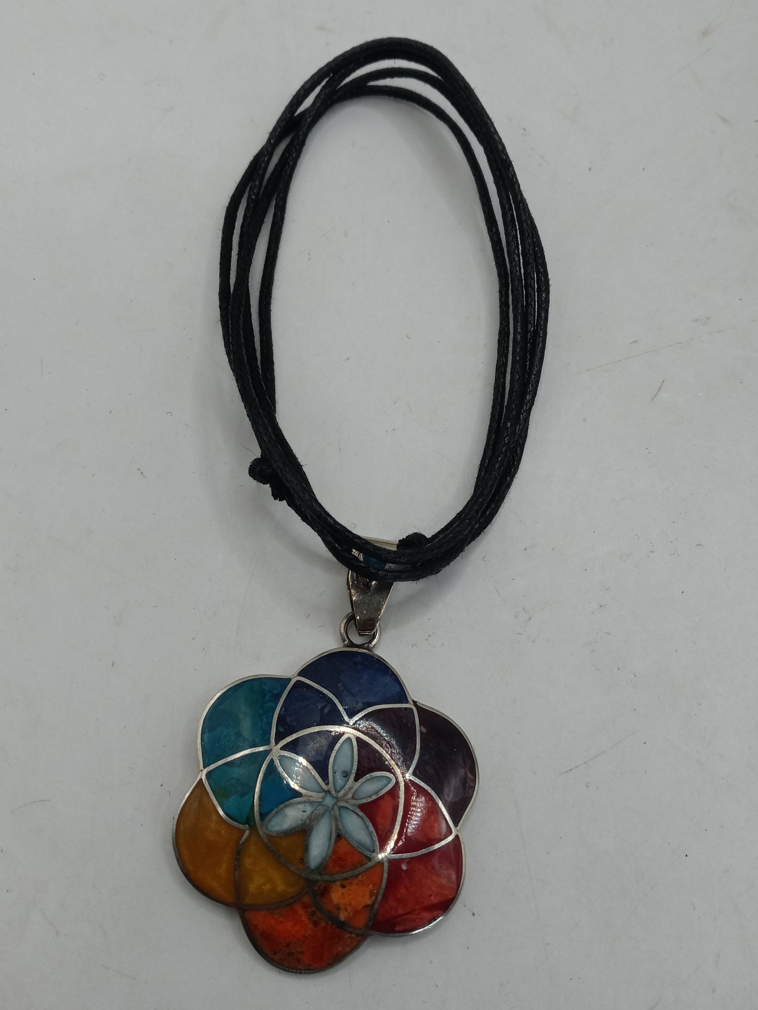 Unisex Handmade Alpaca Flower Pachamama Necklace.