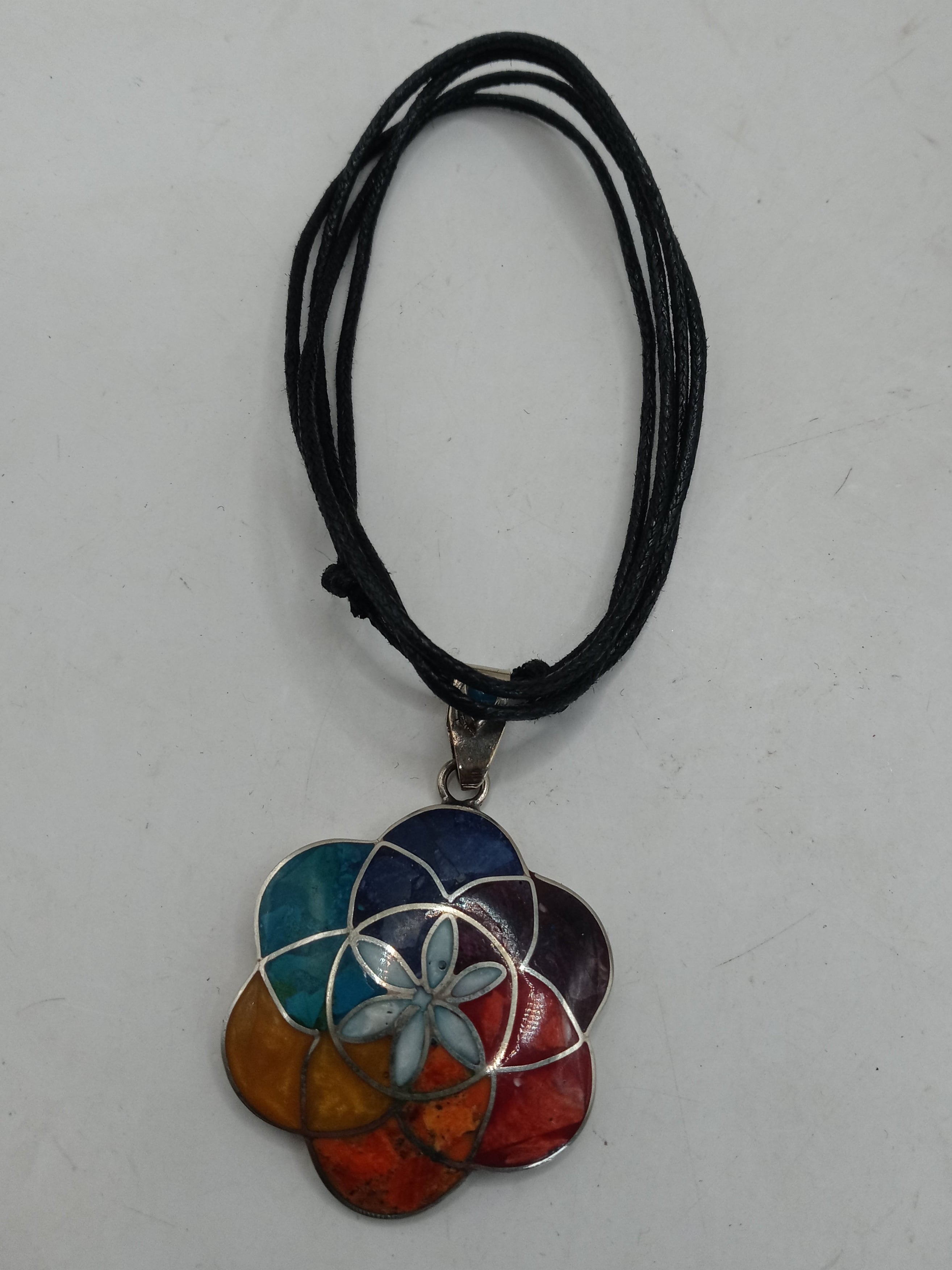 Unisex Handmade Alpaca Flower Pachamama Necklace.