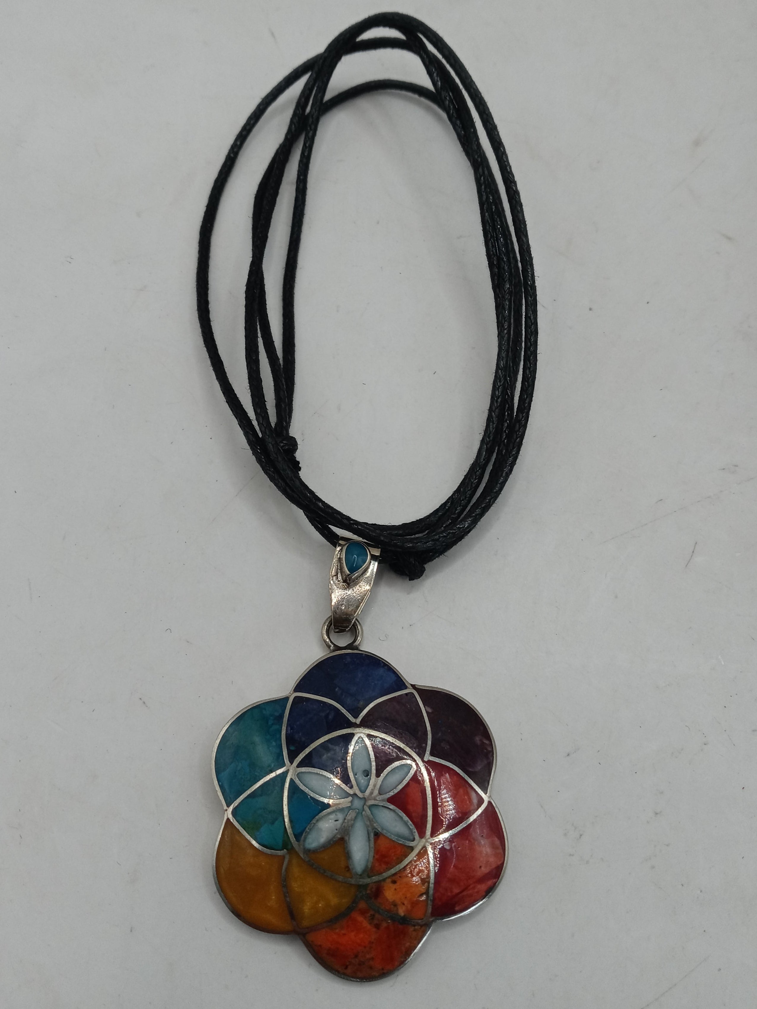Unisex Handmade Alpaca Flower Pachamama Necklace.