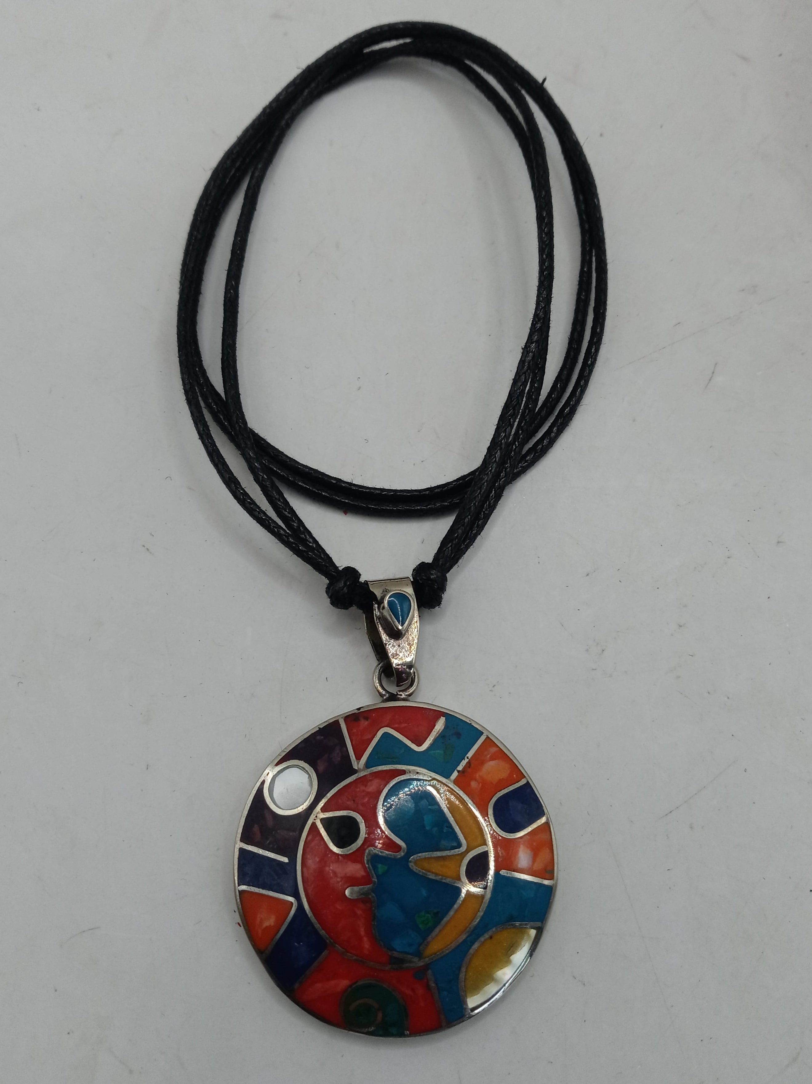 Unisex Adjustable Alpaca Necklace with Inlaid Stone
