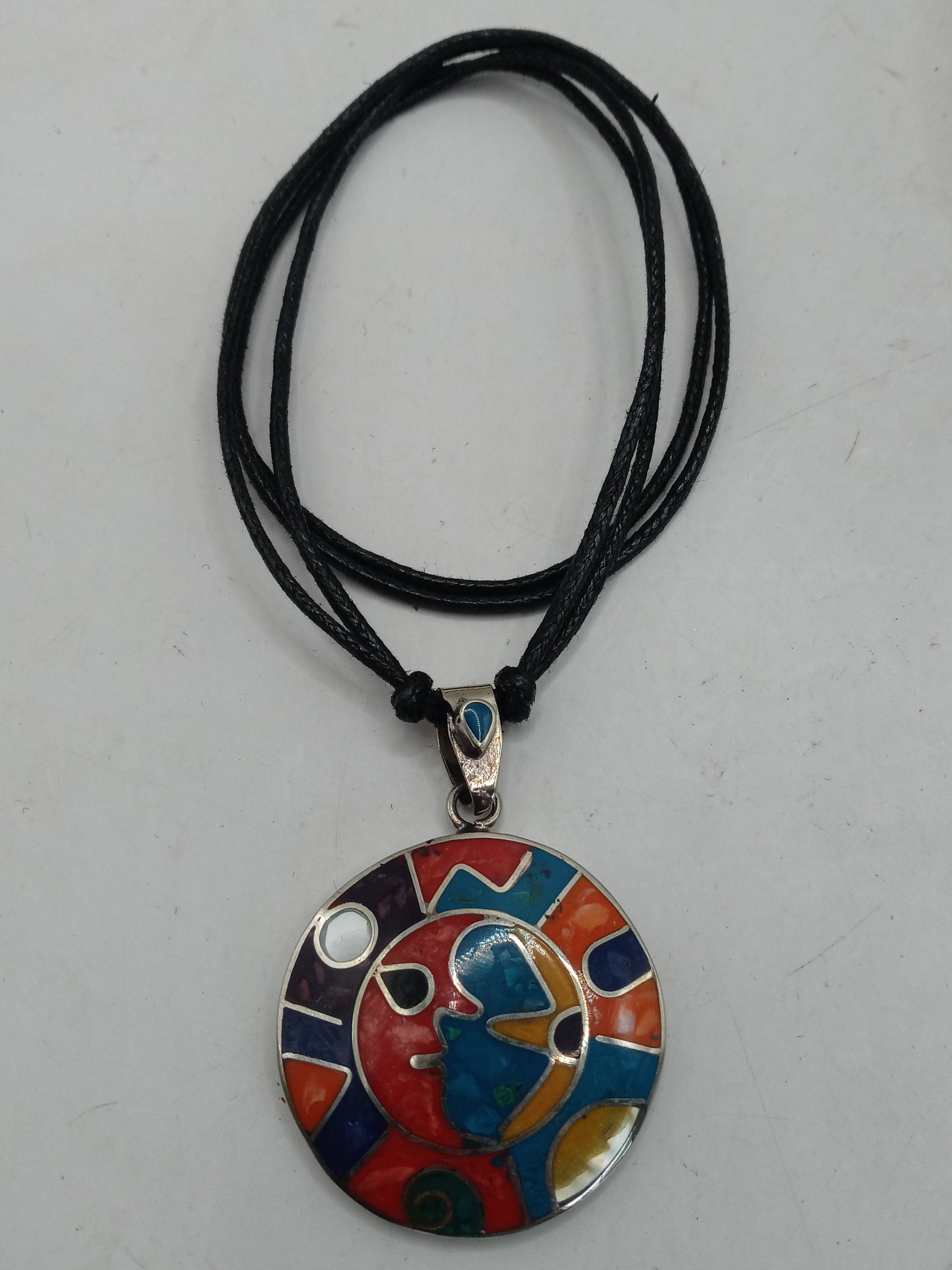 Unisex Adjustable Alpaca Necklace with Inlaid Stone