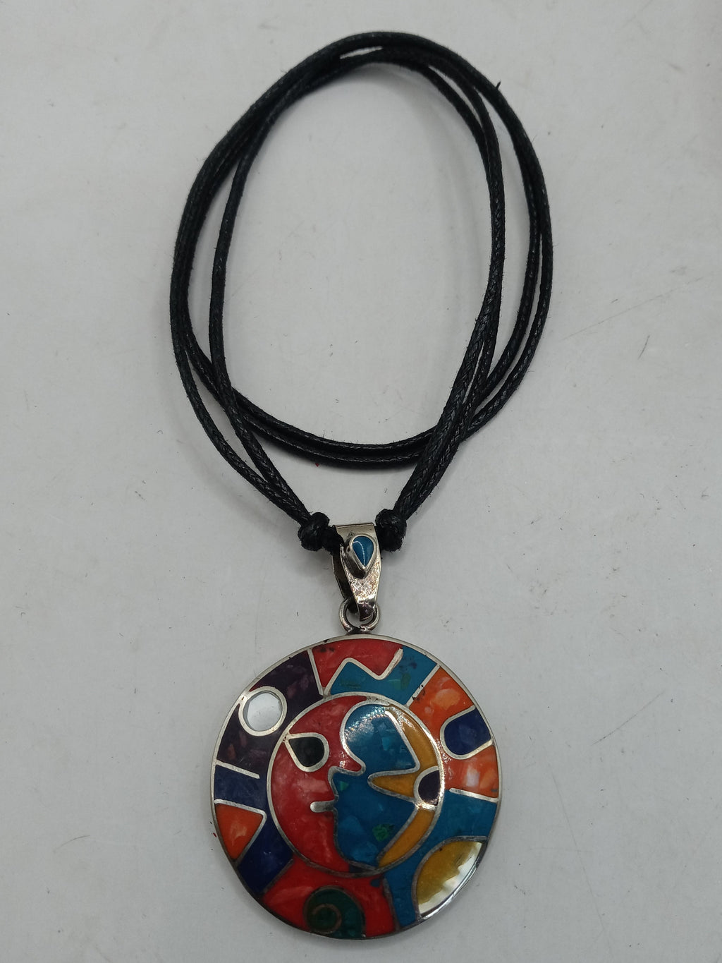 Unisex Adjustable Alpaca Necklace with Inlaid Stone
