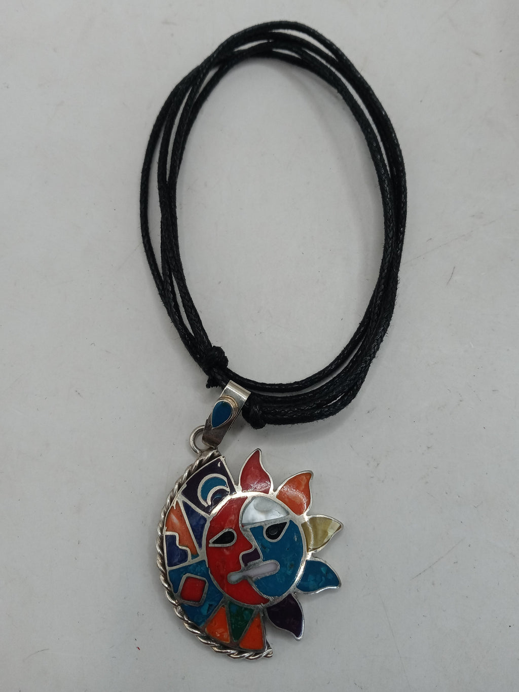 Unisex Adjustable Alpaca Necklace, Inca Sun Moon Wedding