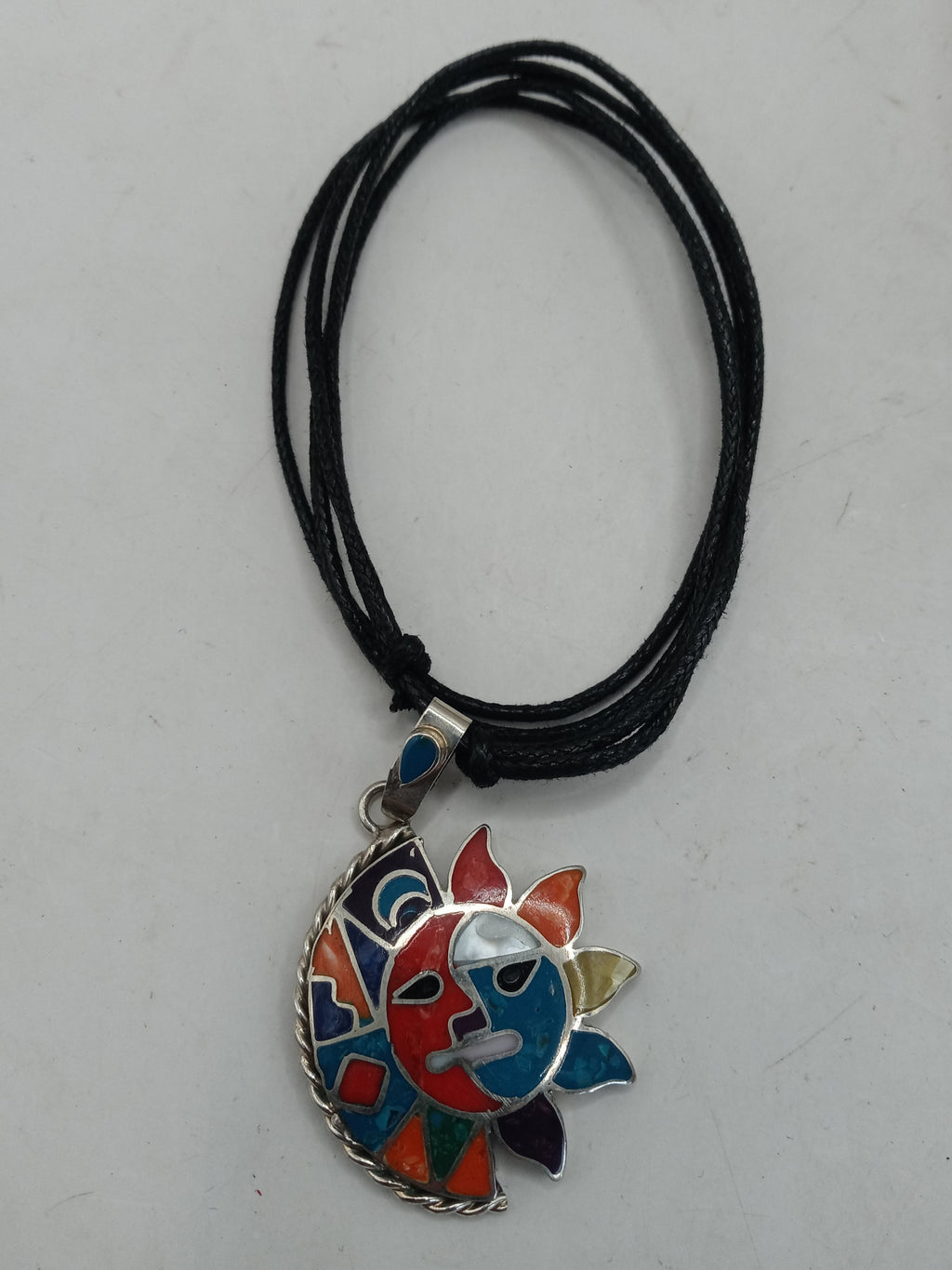 Unisex Adjustable Alpaca Necklace, Inca Sun Moon Wedding