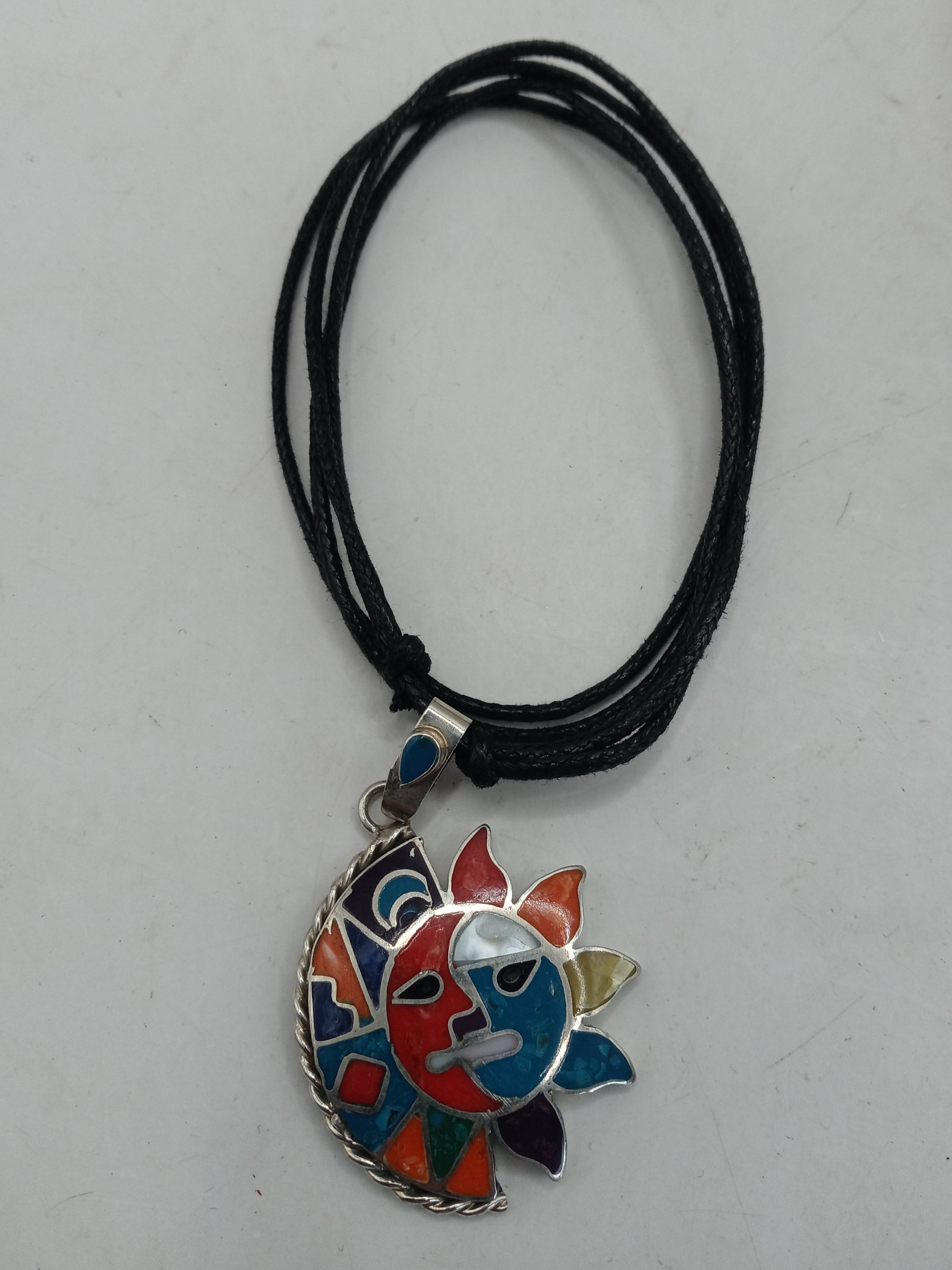 Unisex Adjustable Alpaca Necklace, Inca Sun Moon Wedding