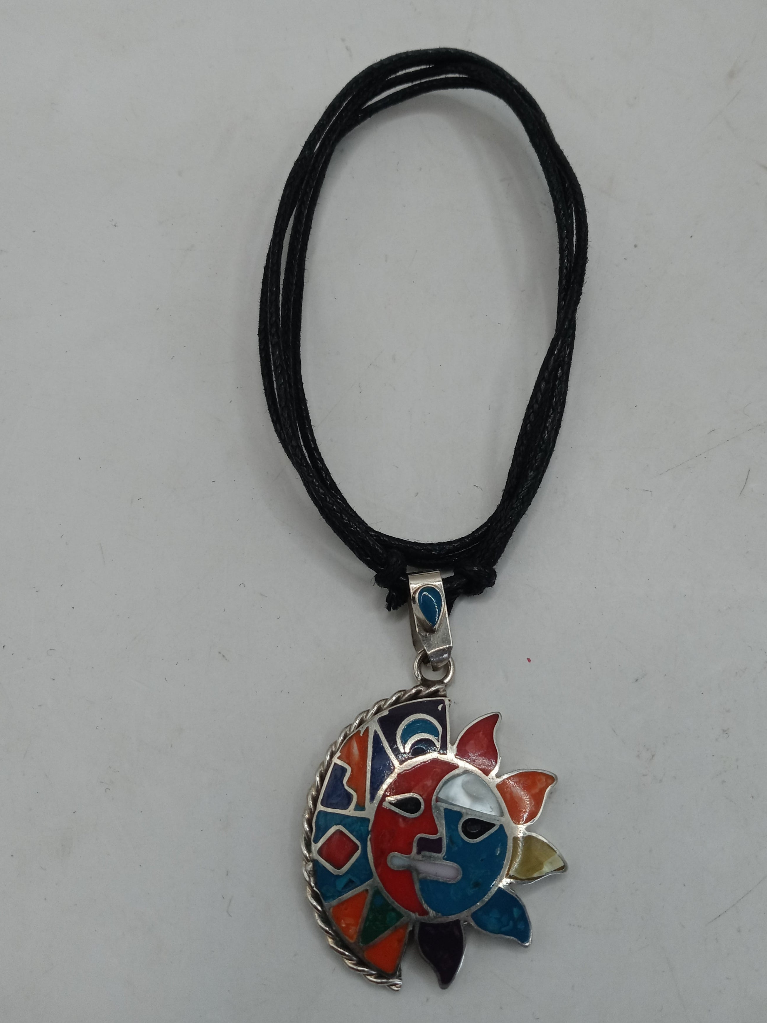 Unisex Adjustable Alpaca Necklace, Inca Sun Moon Wedding