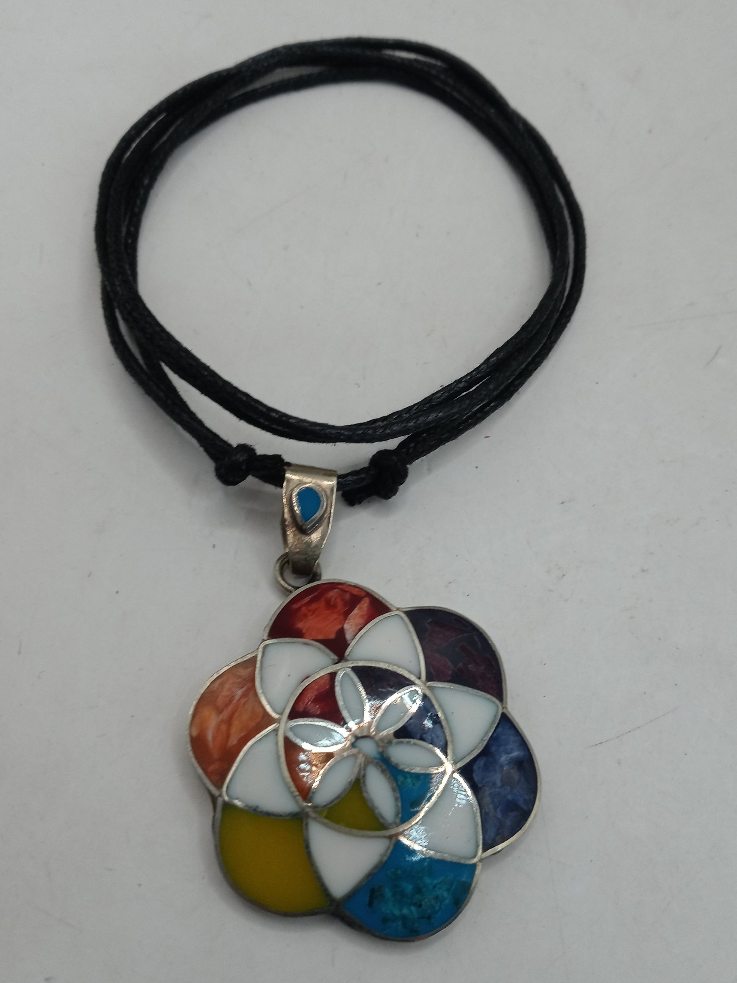 Unisex Adjustable Alpaca Necklace with Inlaid Stone