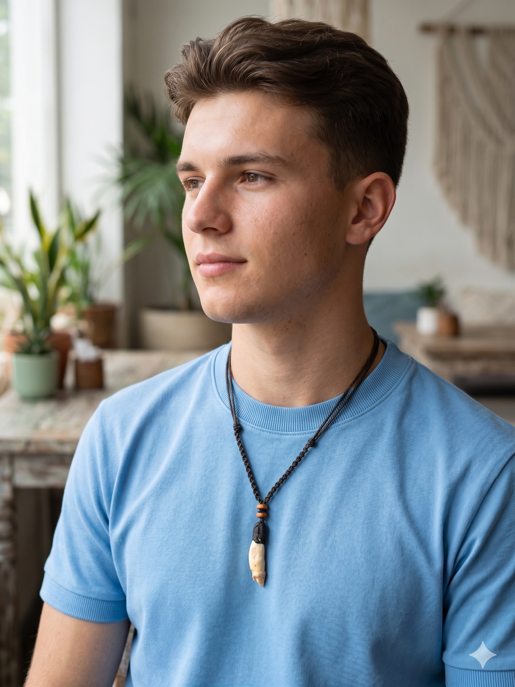 Handmade Macrame Necklace with Dandelion Pendant