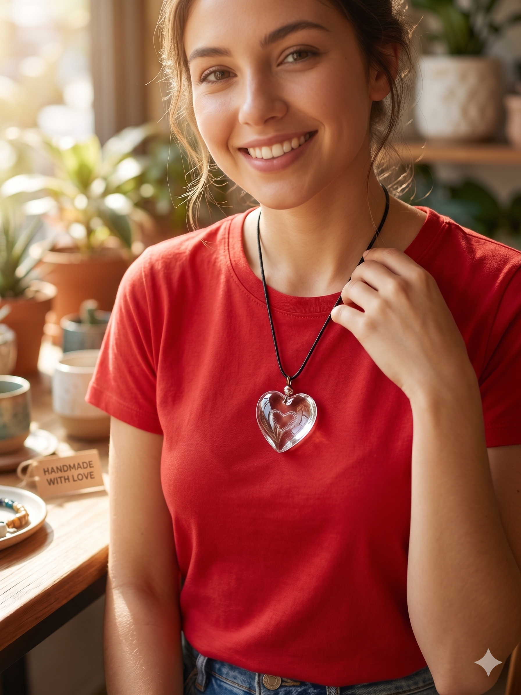 Heart Necklace Quartz Crystal Pendant Unisex