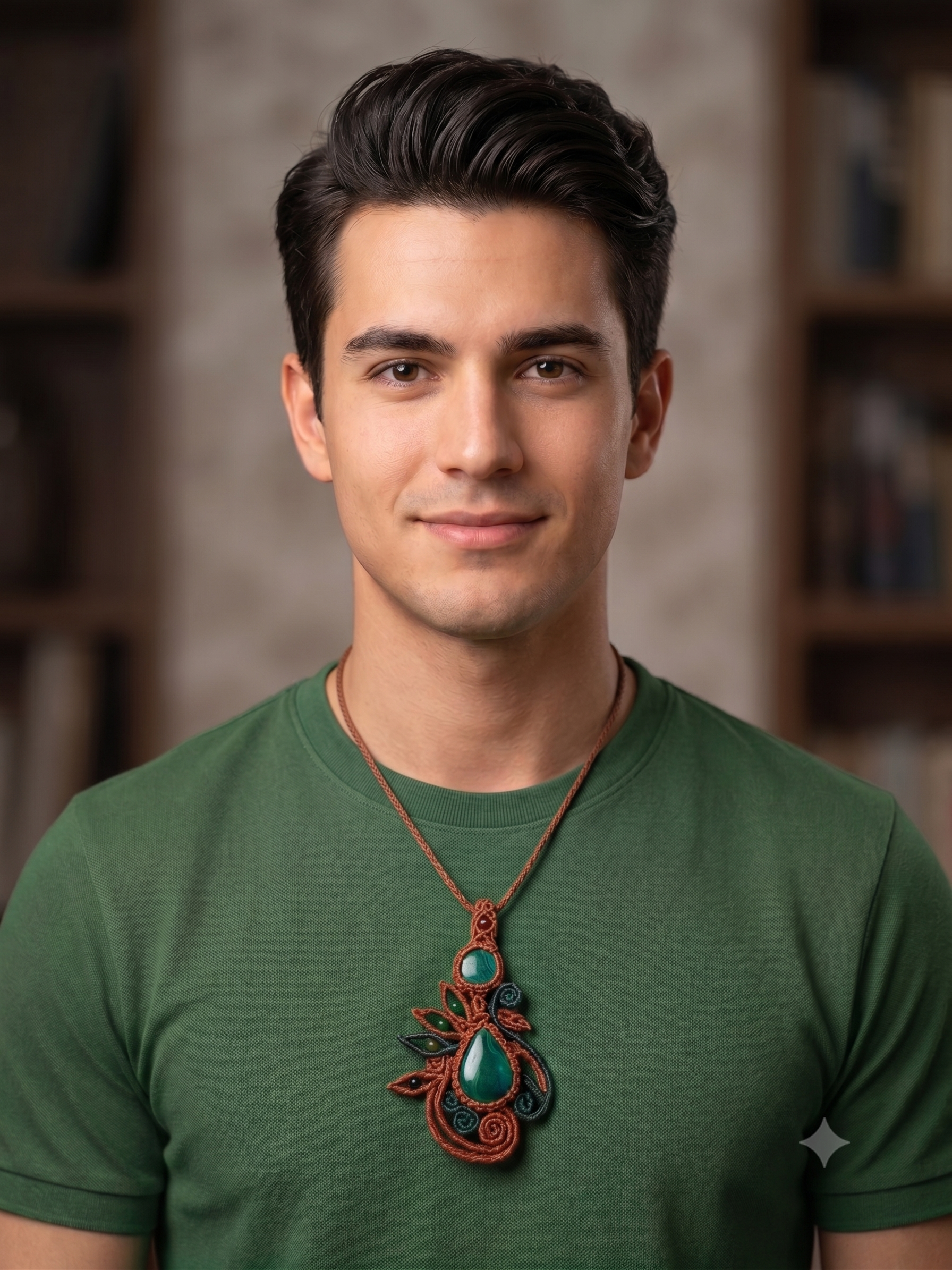 Eye-catching Macrame Necklace with Natural Turquoise Stones.