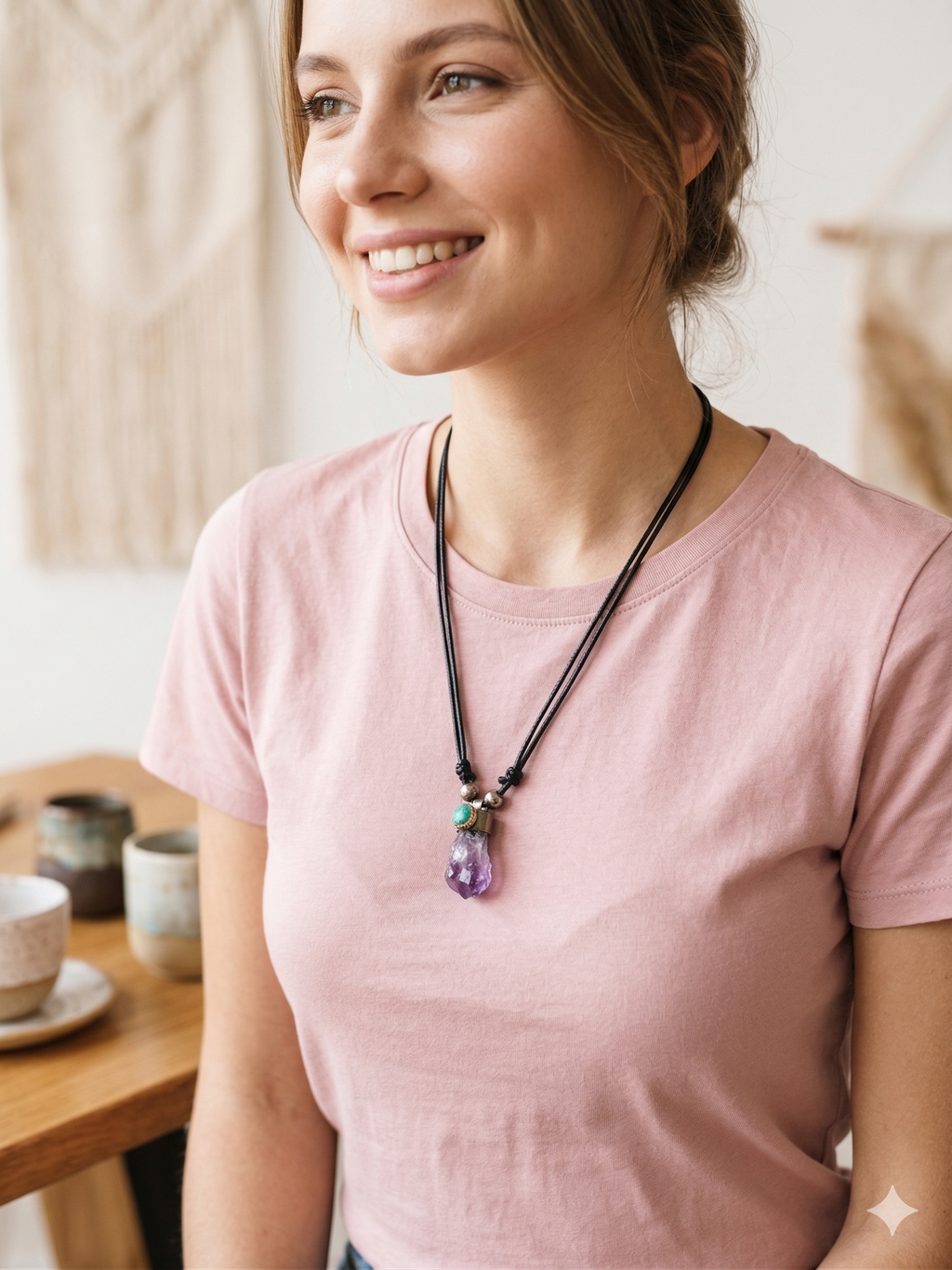 Amethyst Necklace Spiritual Amulet Pendant Handmade