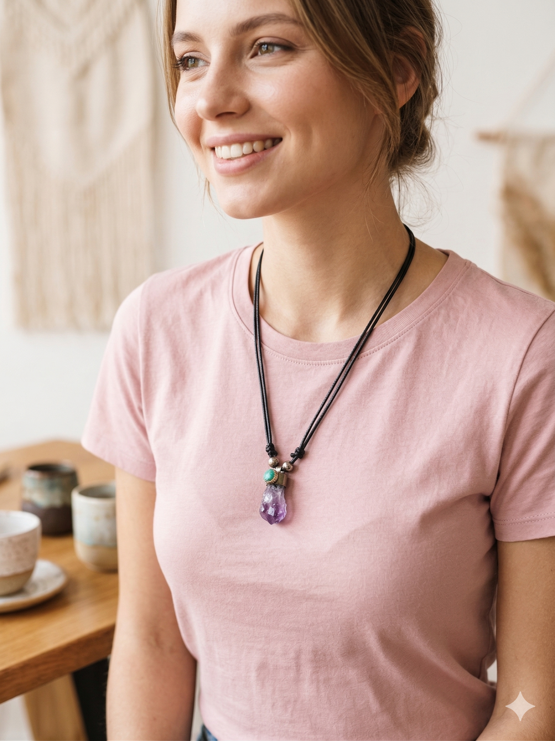 Amethyst Necklace Spiritual Amulet Pendant Handmade