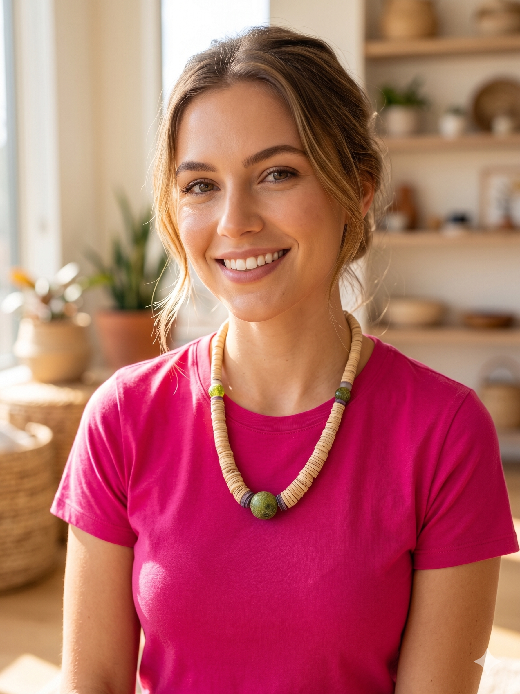 Handmade Necklace with Natural Spondylus Shell Stone