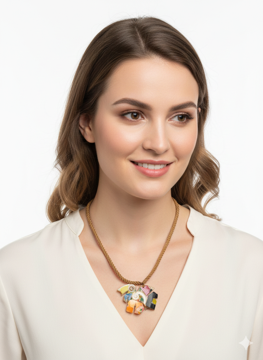 Adjustable Necklace Woven Macrame Thread Bird Designs Chan Chan Culture