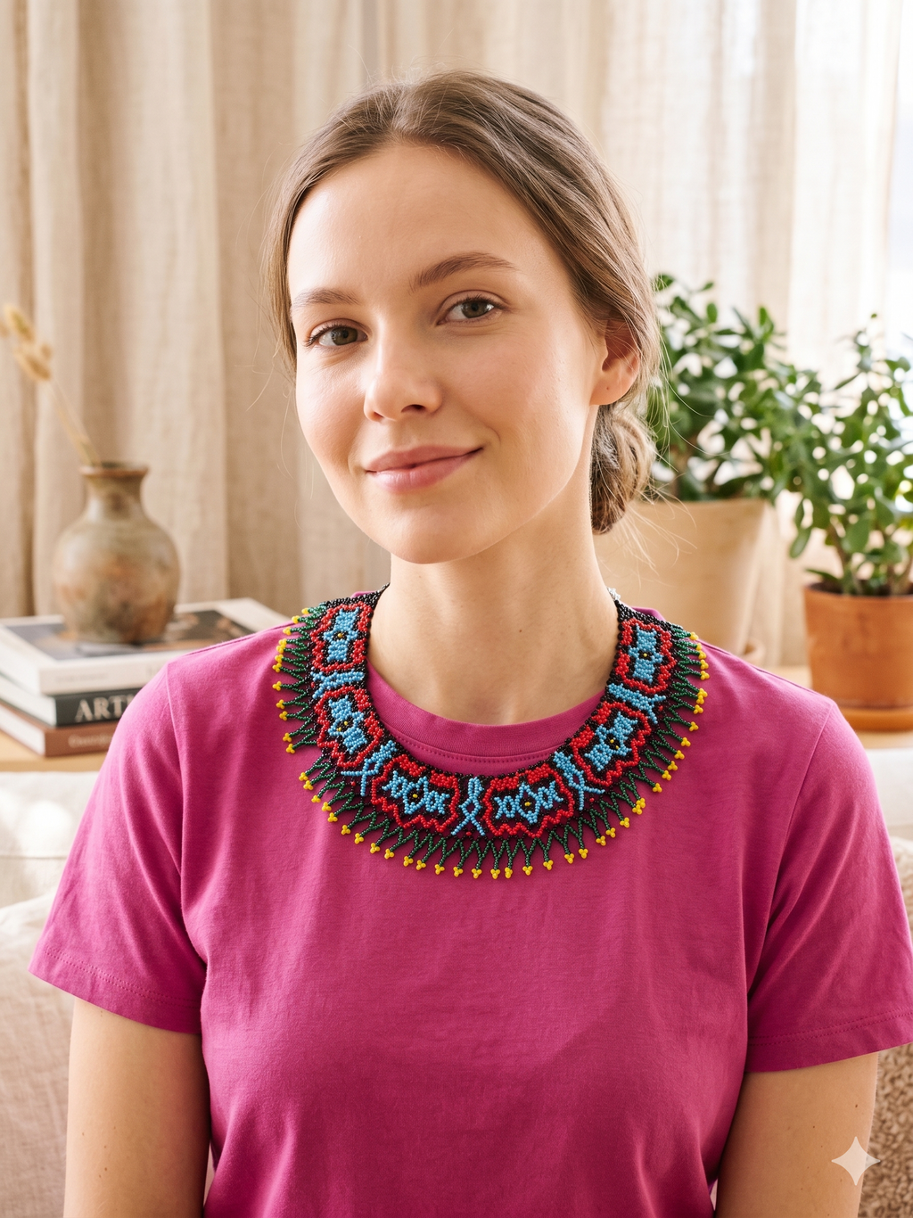 Hand-woven Beaded Breastplate Necklace, Multicolor Choker