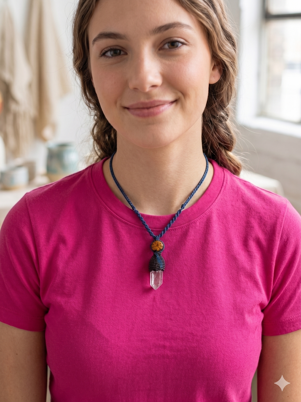 Spiritual Handmade Macrame Quartz Crystal Necklace