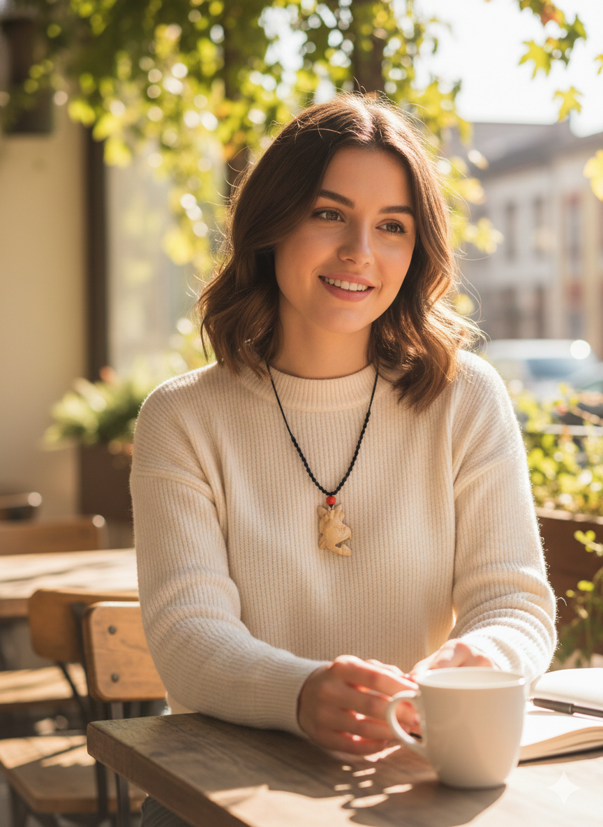 This unique, hand-carved bone pendant necklace features a stunning pendant craft