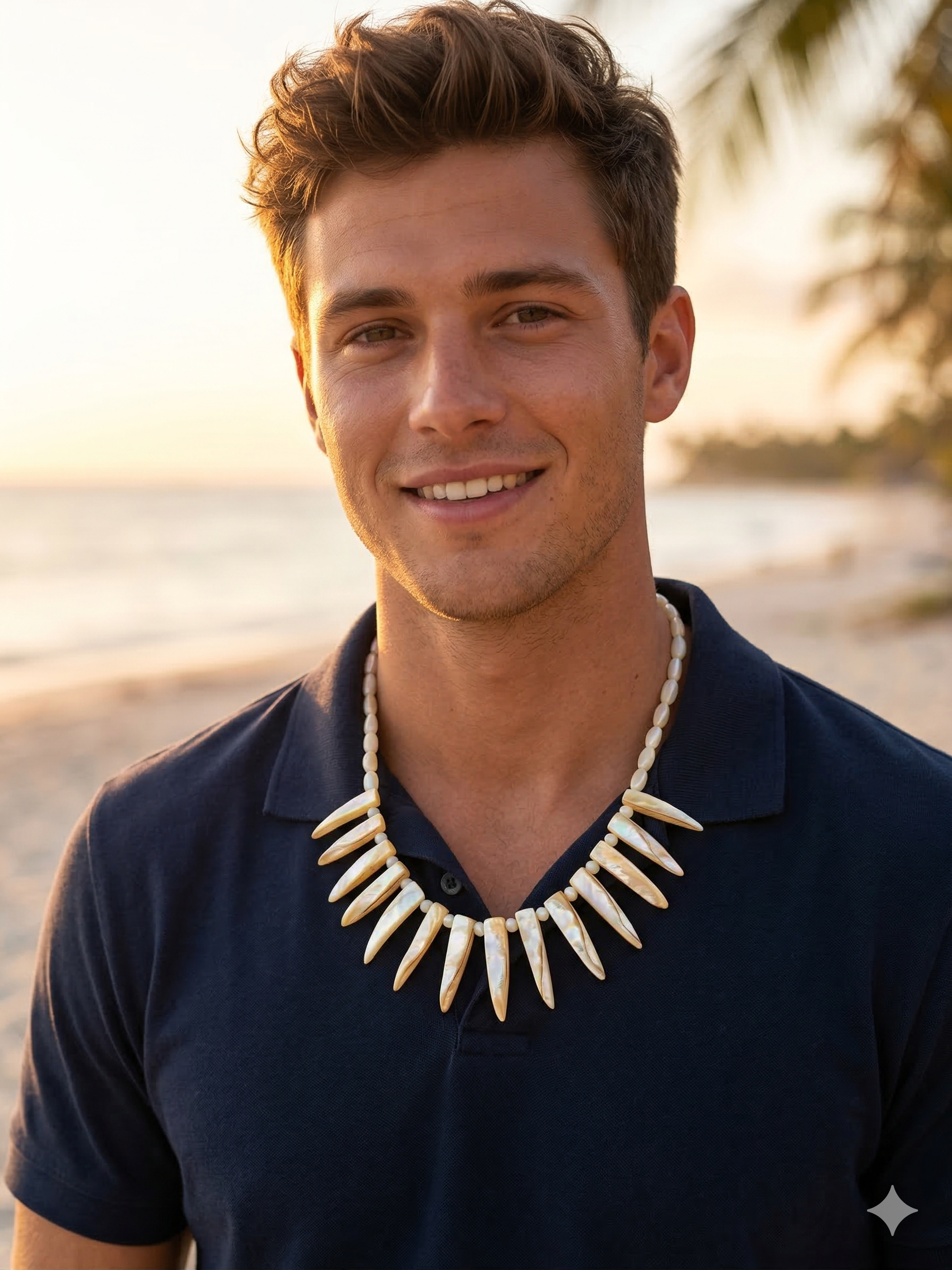 Natural Mother-of-Pearl Necklace, Handwoven Peruvian Craftsmanship