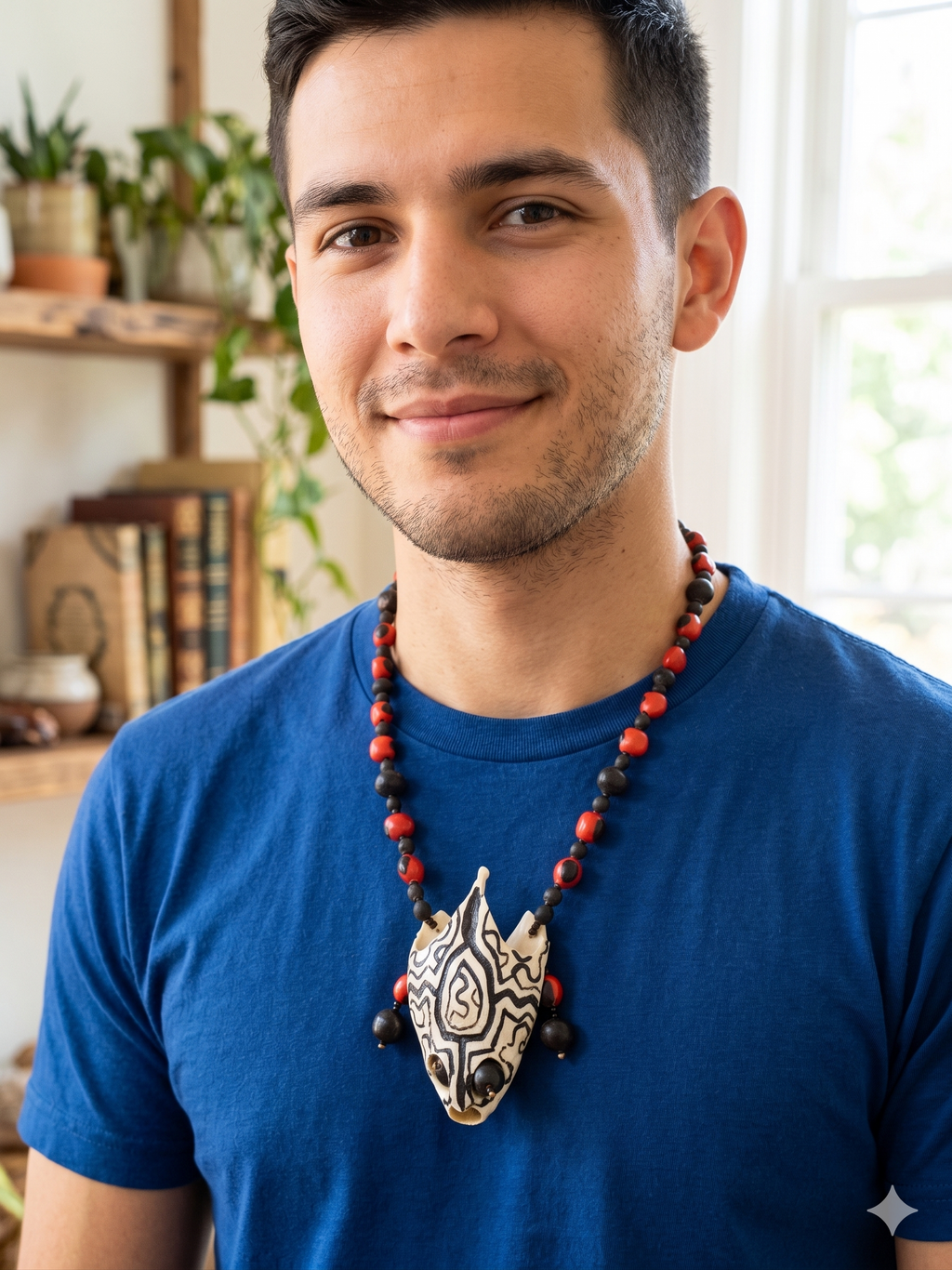 Shaman Amulet Necklace Turtle Head Huayruro Seeds