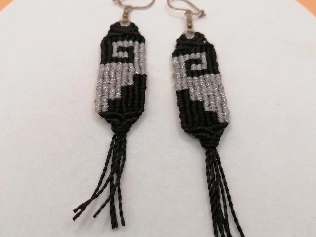 Black Labyrinth Macrame Dangle Earrings