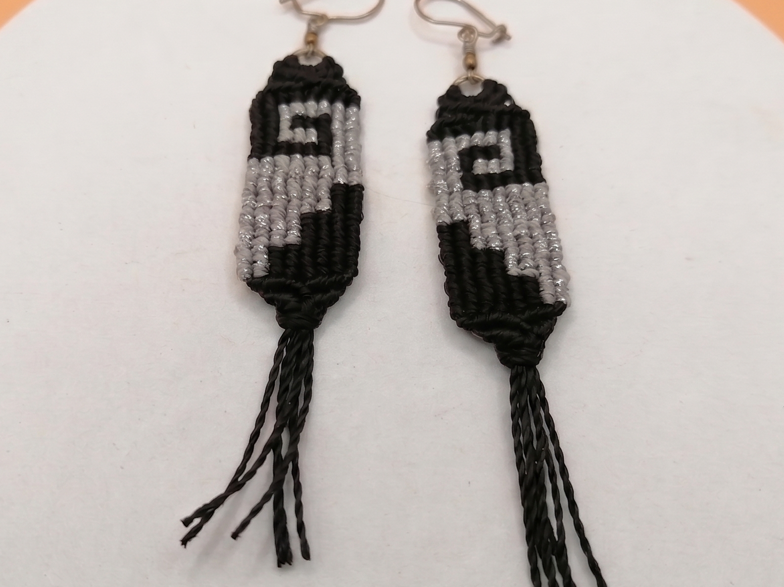 Black Labyrinth Macrame Dangle Earrings