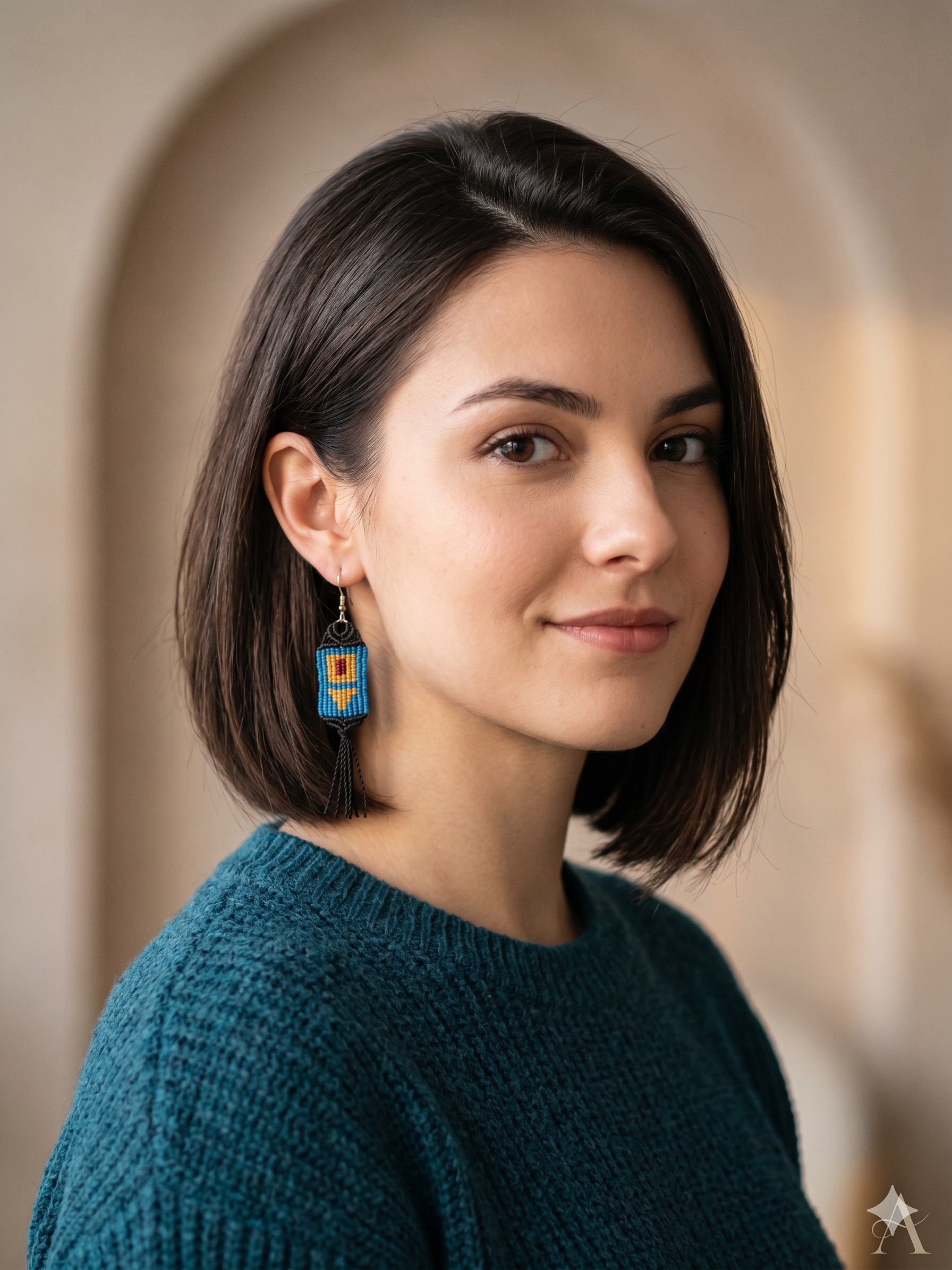Handmade Macrame Earrings, Geometric Woven Earrings