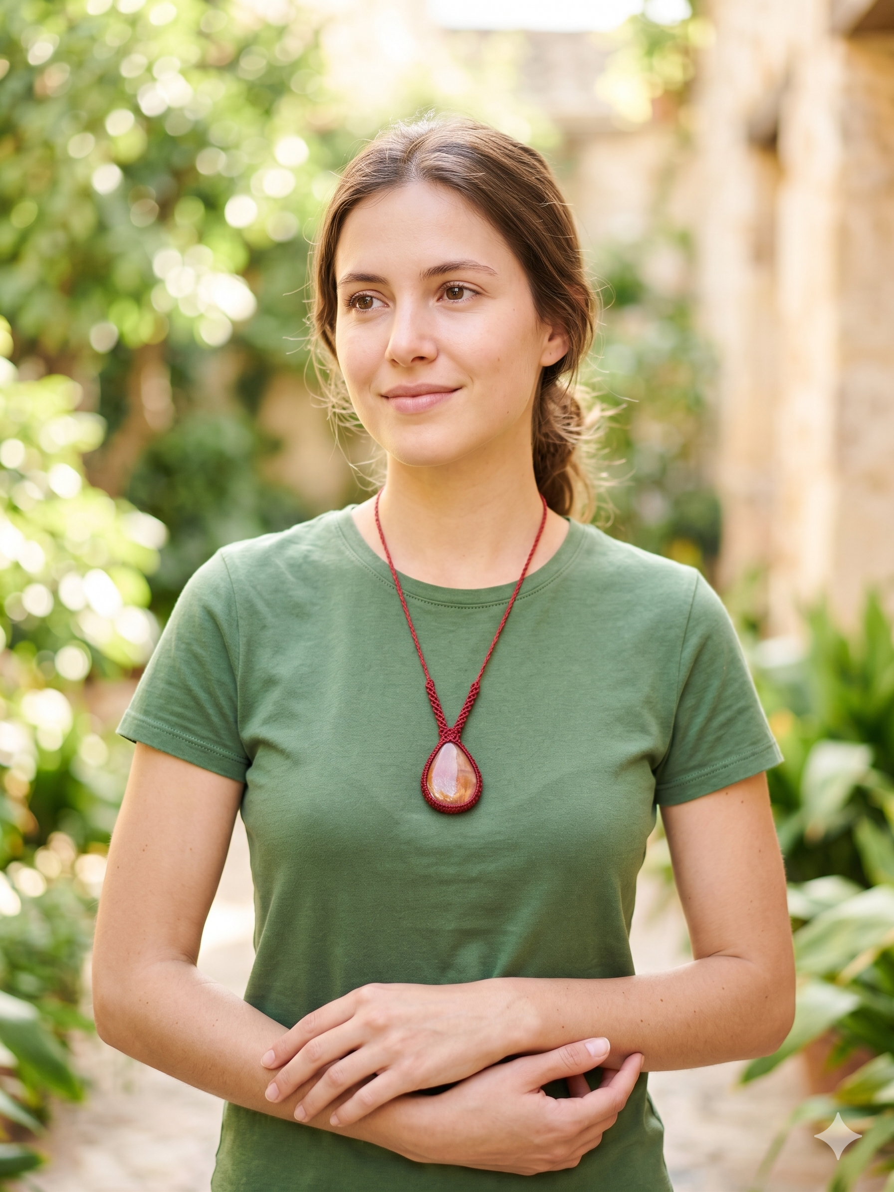 Handmade Natural Citrine Macrame Necklace Spiritual Amulet