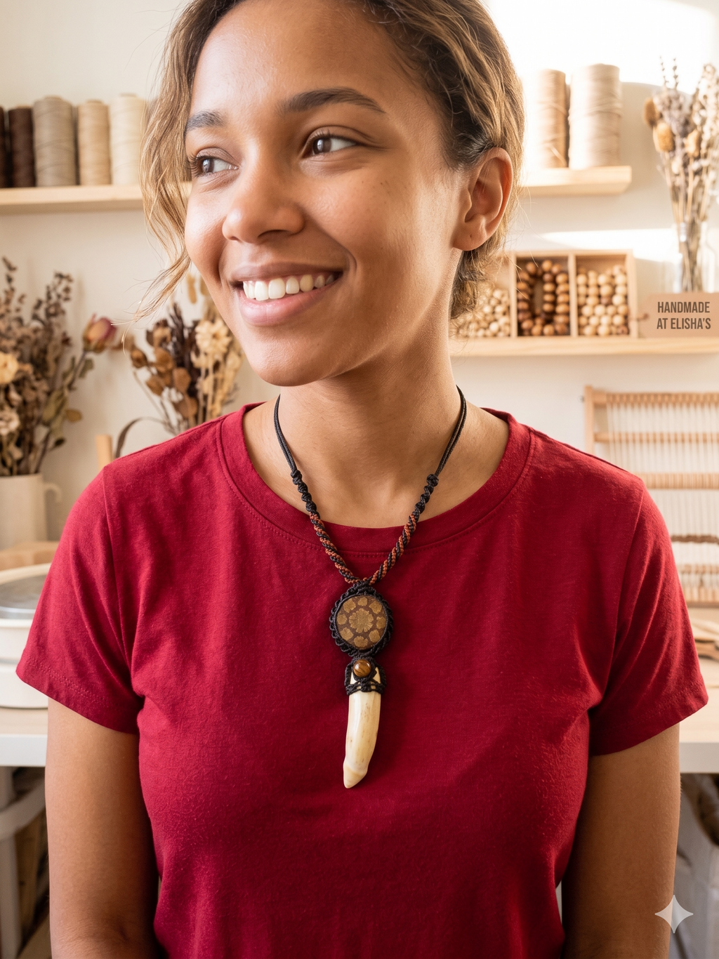 Handmade Macrame Shamanic Dandelion Necklace