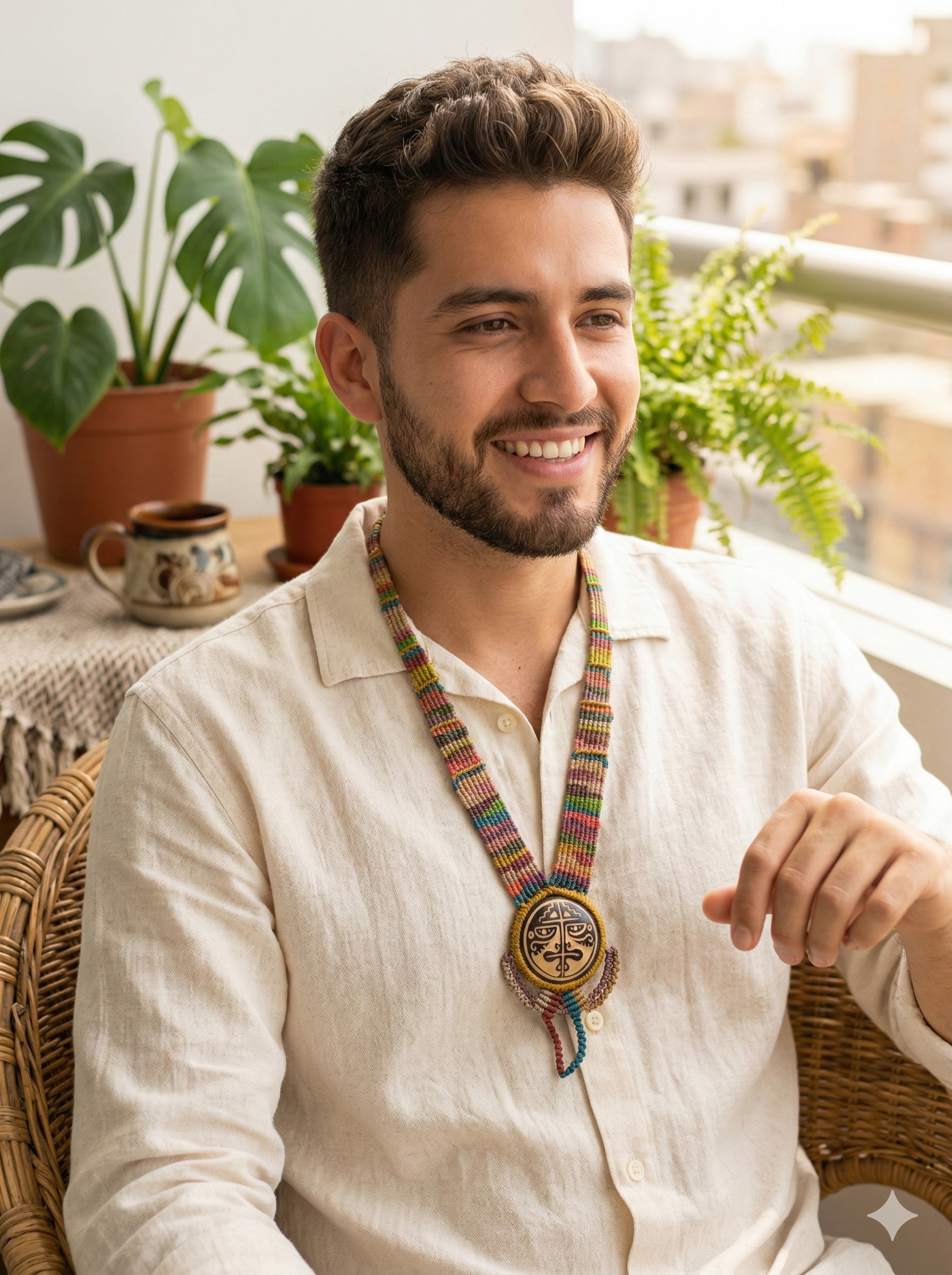 Handwoven Macrame Necklace Ethnic Medallion Handmade Jewelry