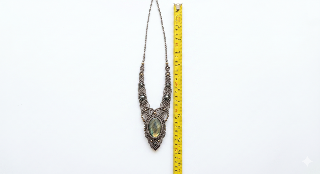 Handmade Natural Labradorite Macrame Necklace