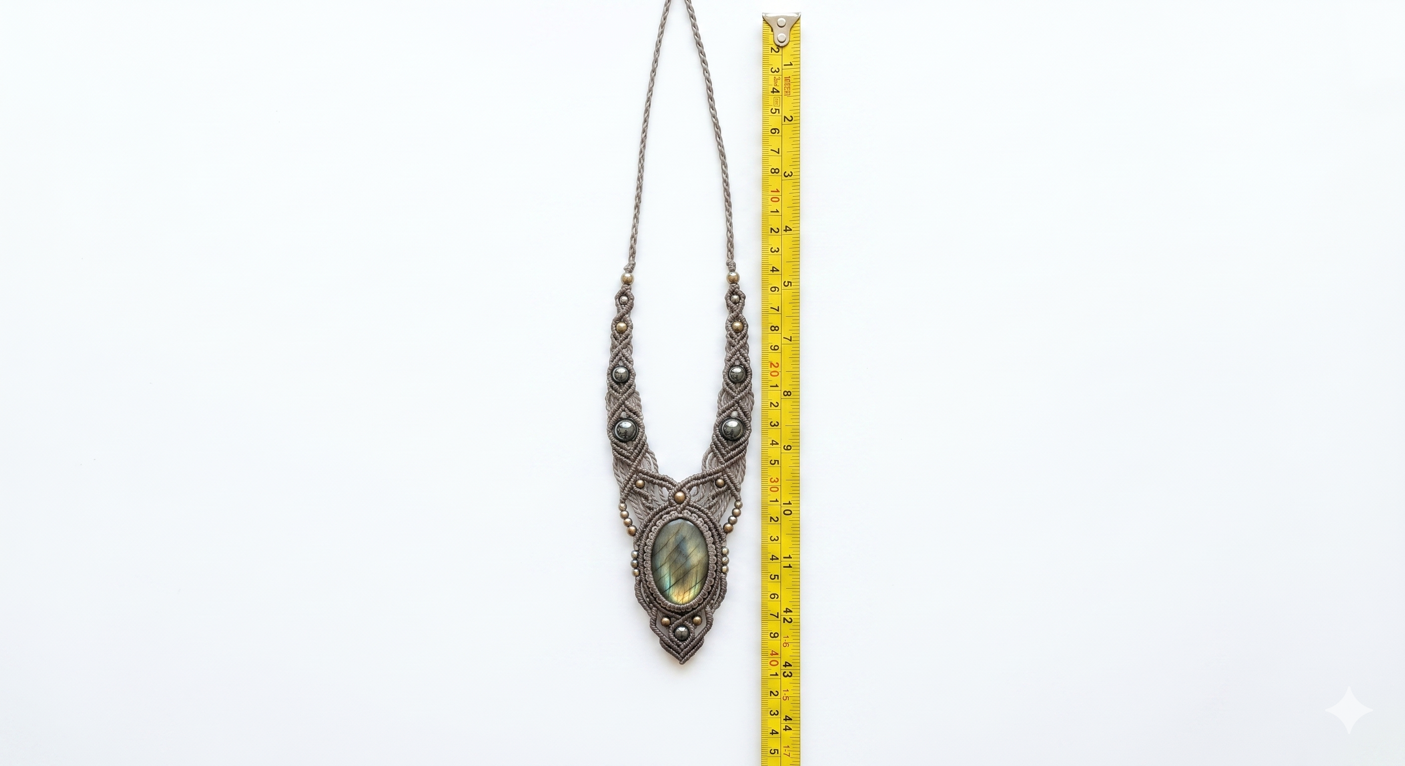 Handmade Natural Labradorite Macrame Necklace